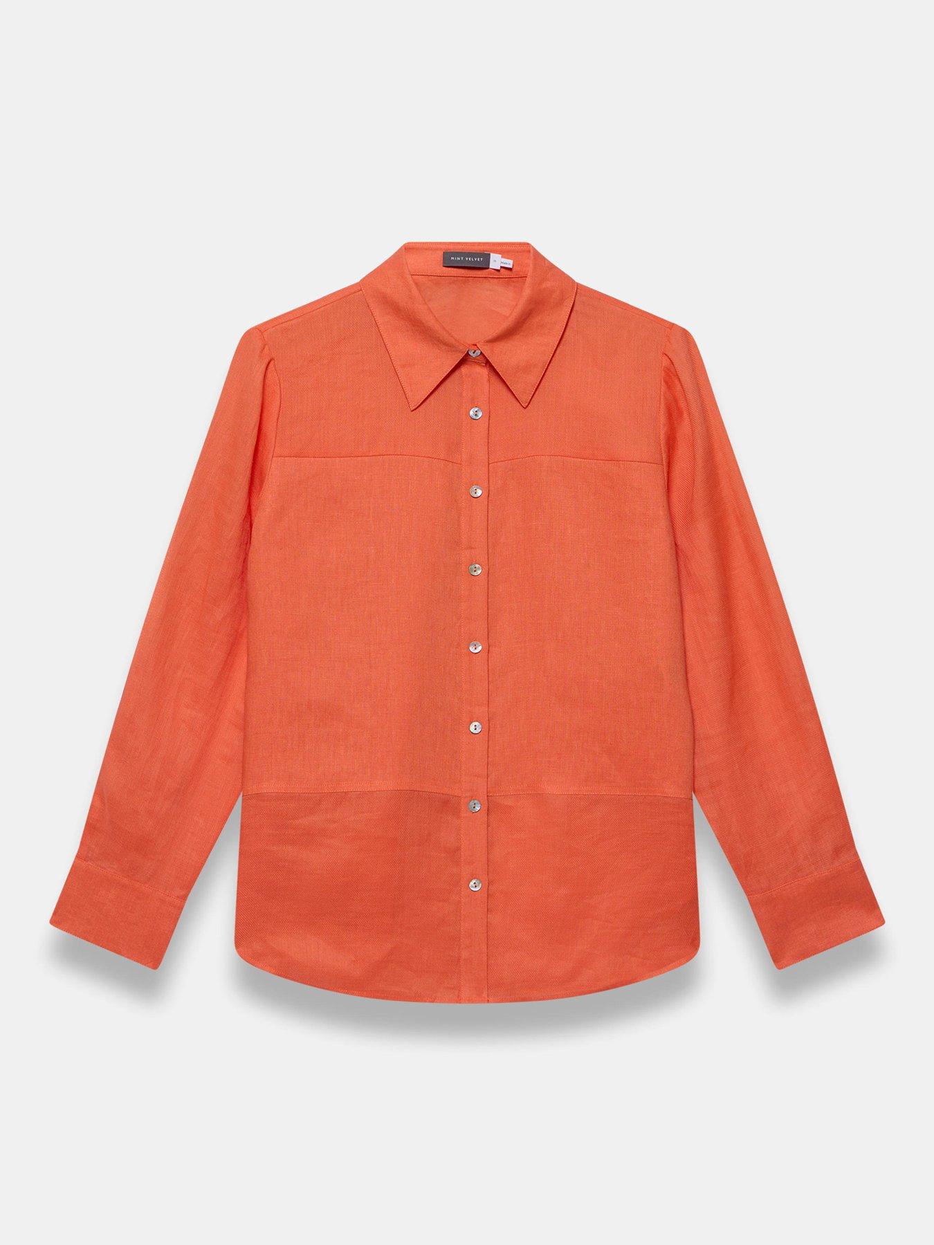 Image 5 of 6 of Mint Velvet Linen Mix Shirt - Orange