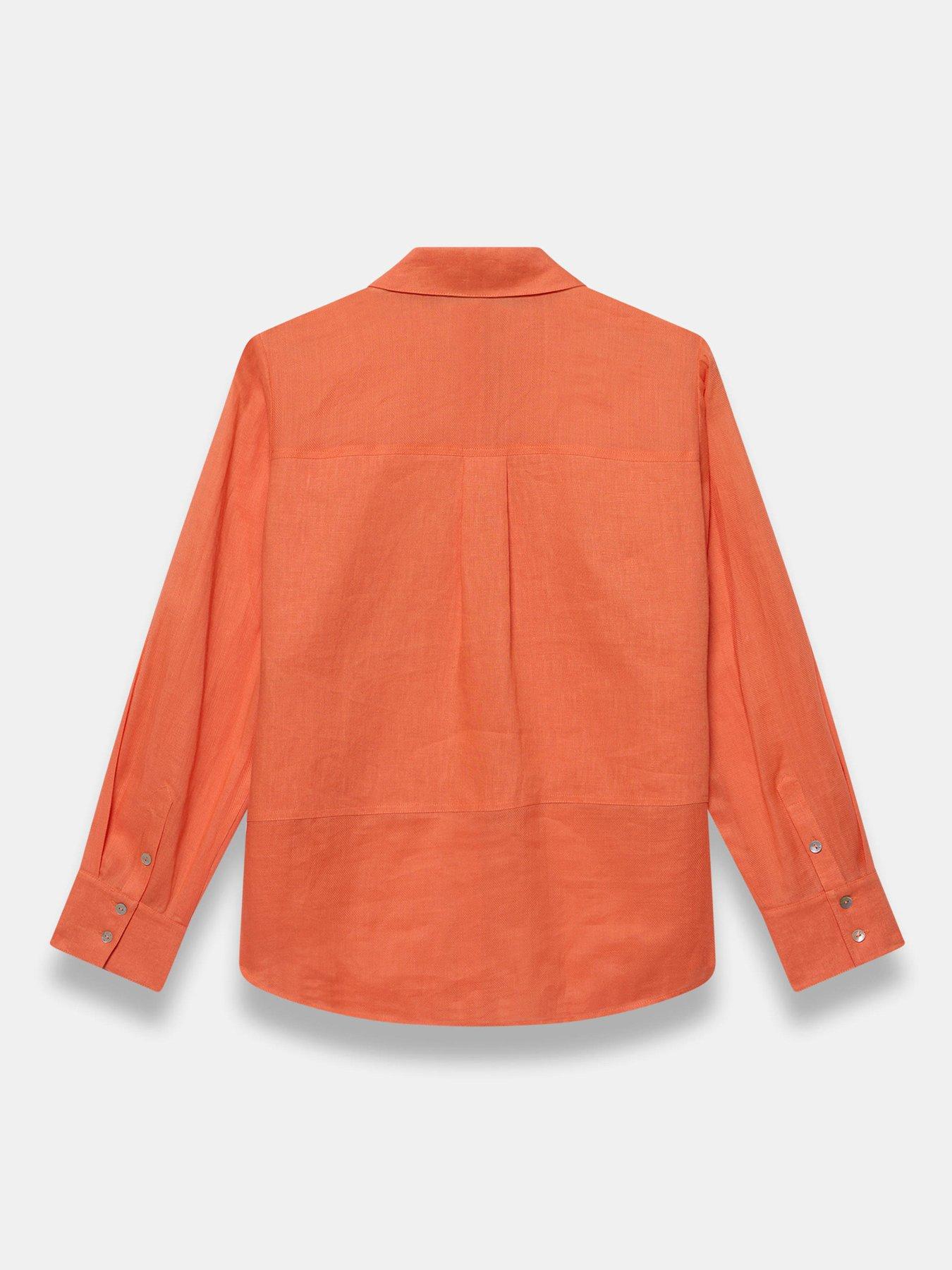 Image 6 of 6 of Mint Velvet Linen Mix Shirt - Orange