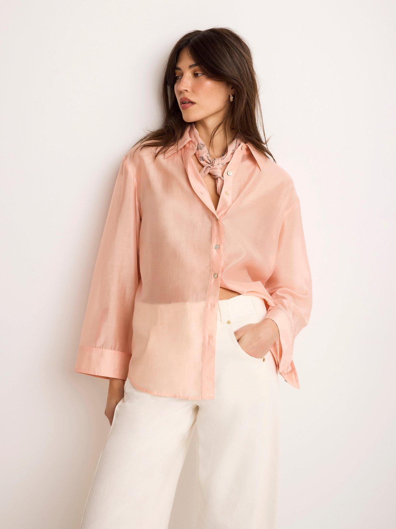 Image 2 of 6 of Mint Velvet Light Pink Sheer Shirt