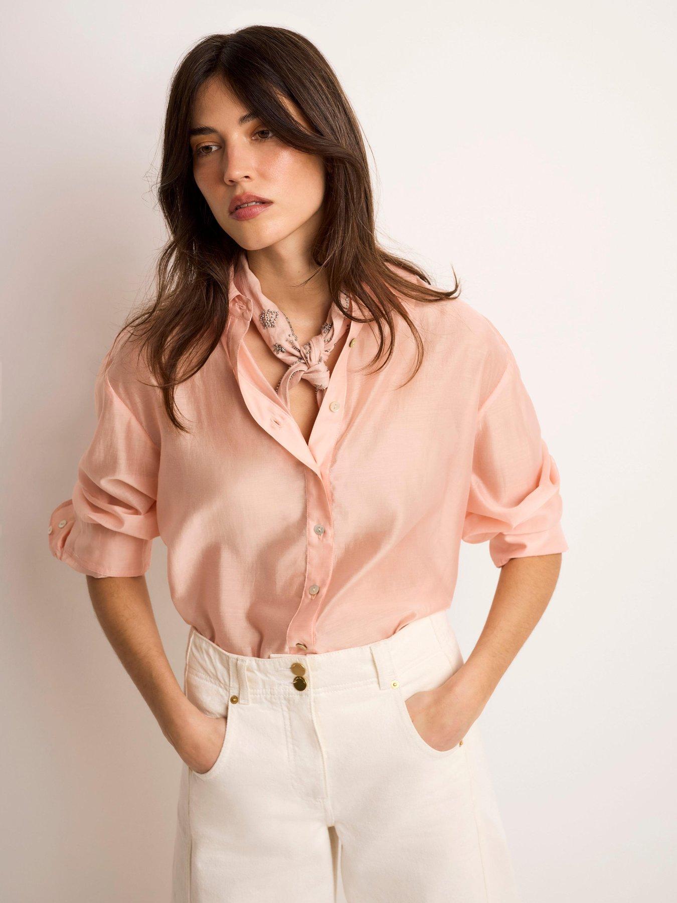 Image 3 of 6 of Mint Velvet Light Pink Sheer Shirt