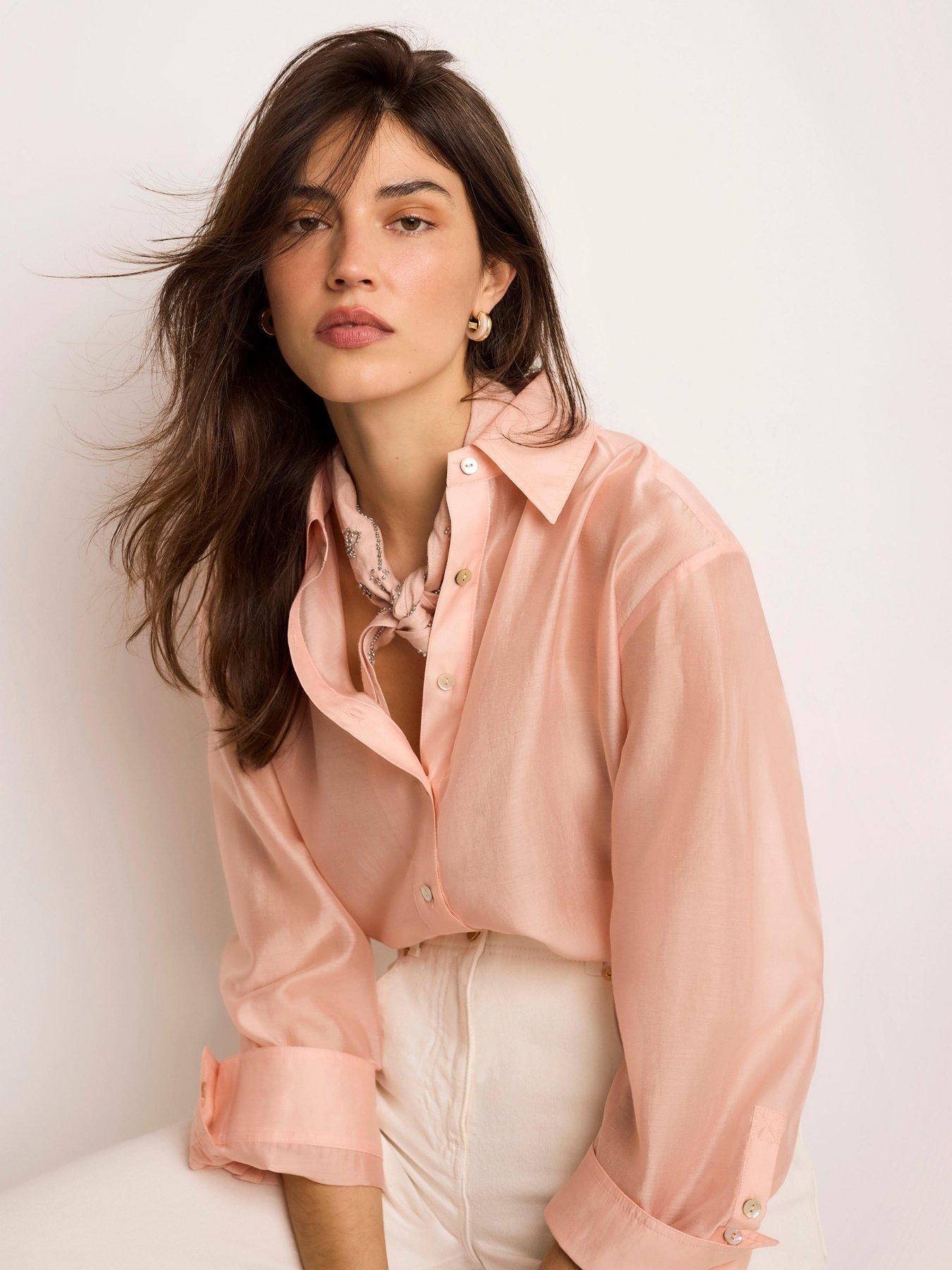 Image 4 of 6 of Mint Velvet Light Pink Sheer Shirt