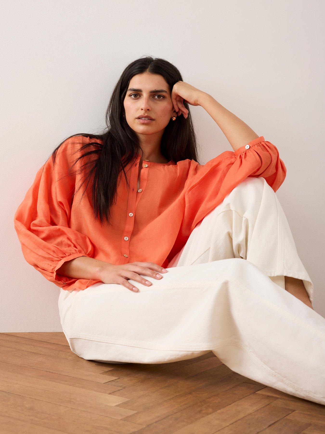 Mint Velvet Orange Ramie Batwing Blouse