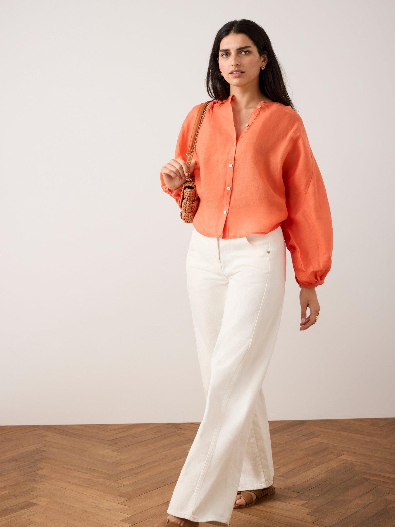 mint-velvet-orange-ramie-batwing-blousestillFront