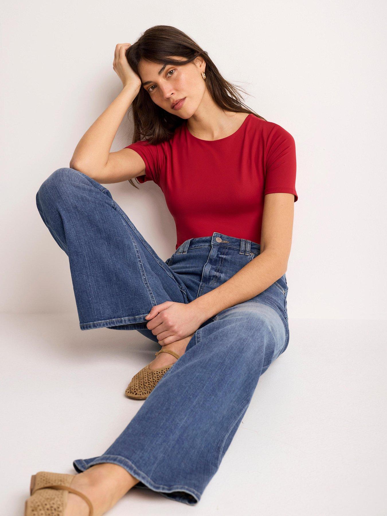 Image 1 of 6 of Mint Velvet Red Short Sleeve Layering Top