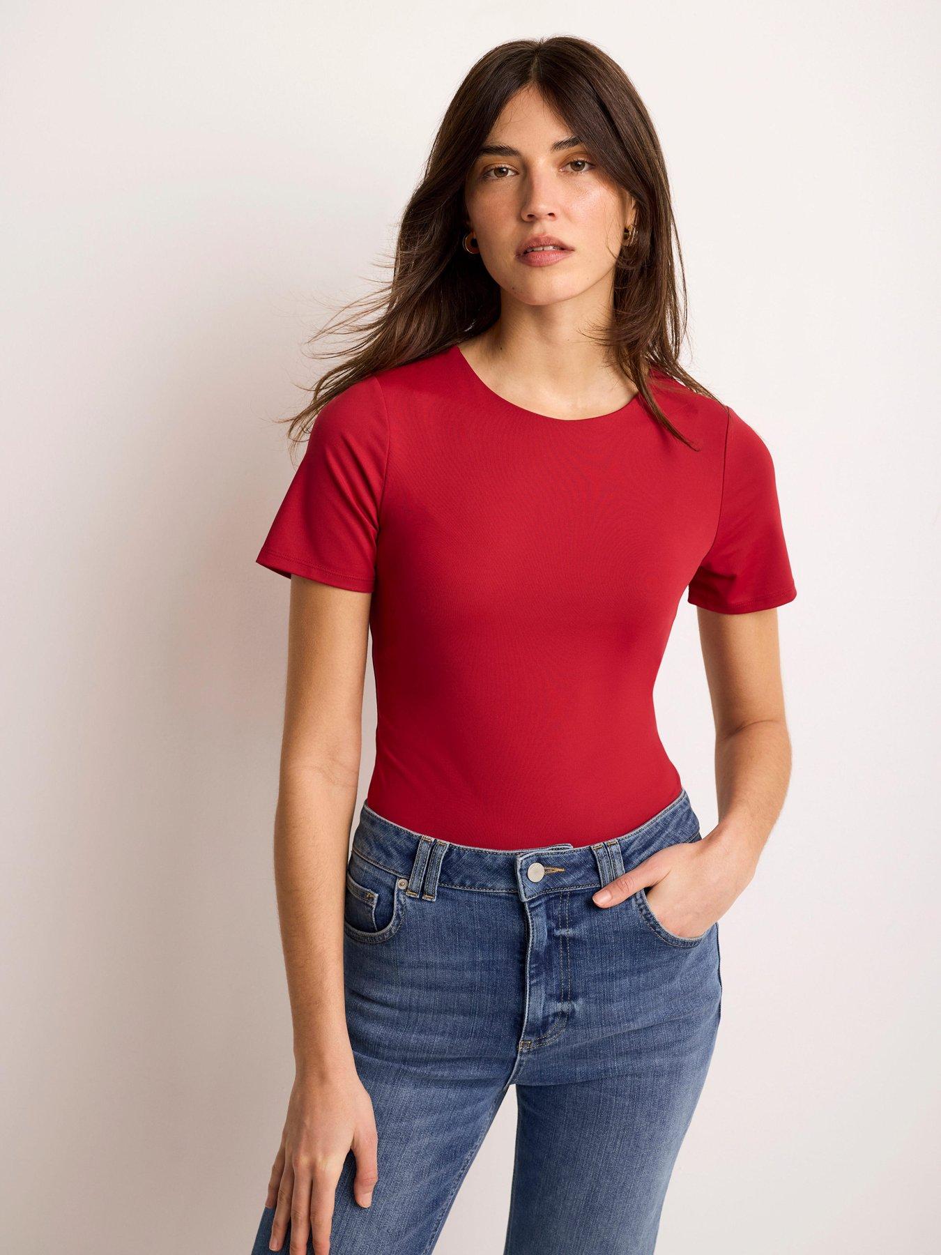 Image 2 of 6 of Mint Velvet Red Short Sleeve Layering Top