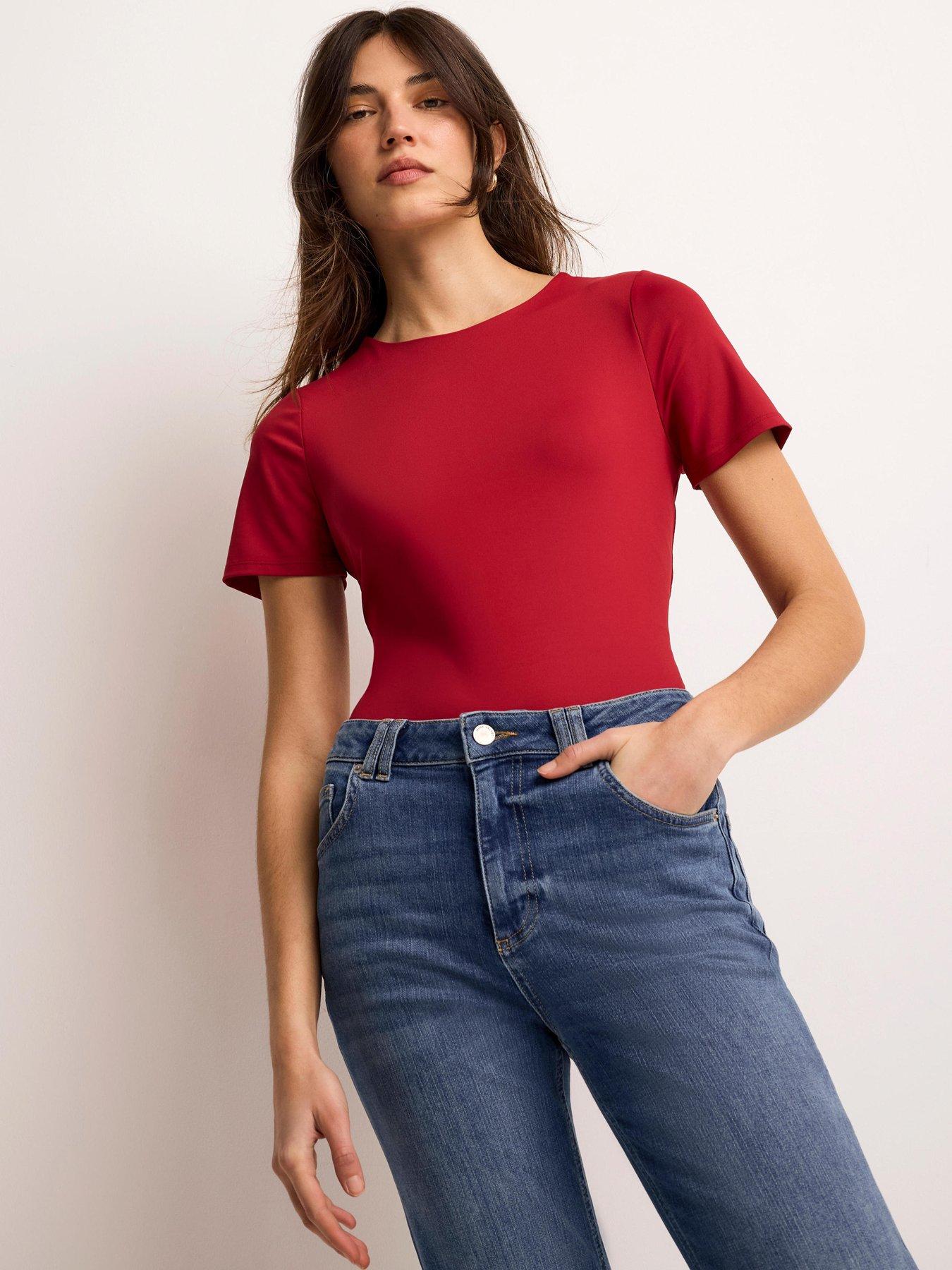 Image 3 of 6 of Mint Velvet Red Short Sleeve Layering Top