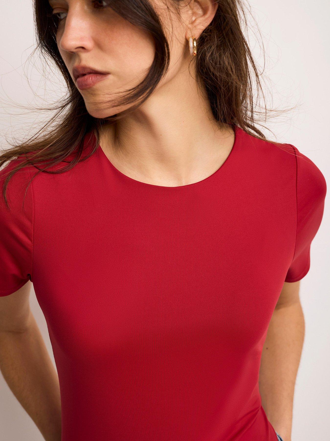 Image 4 of 6 of Mint Velvet Red Short Sleeve Layering Top
