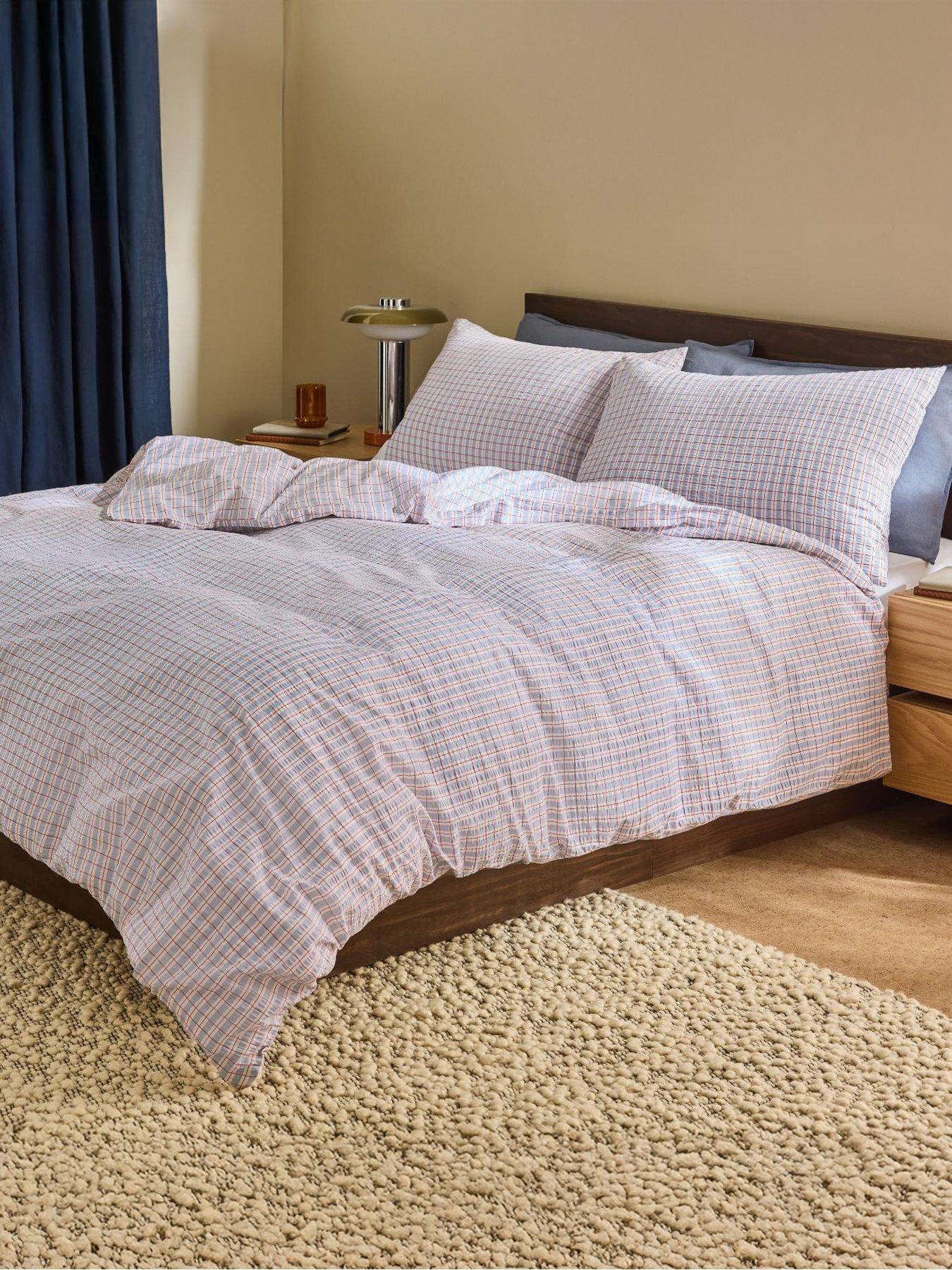 Made Felix Seersucker Super King Duvet Set Lilac