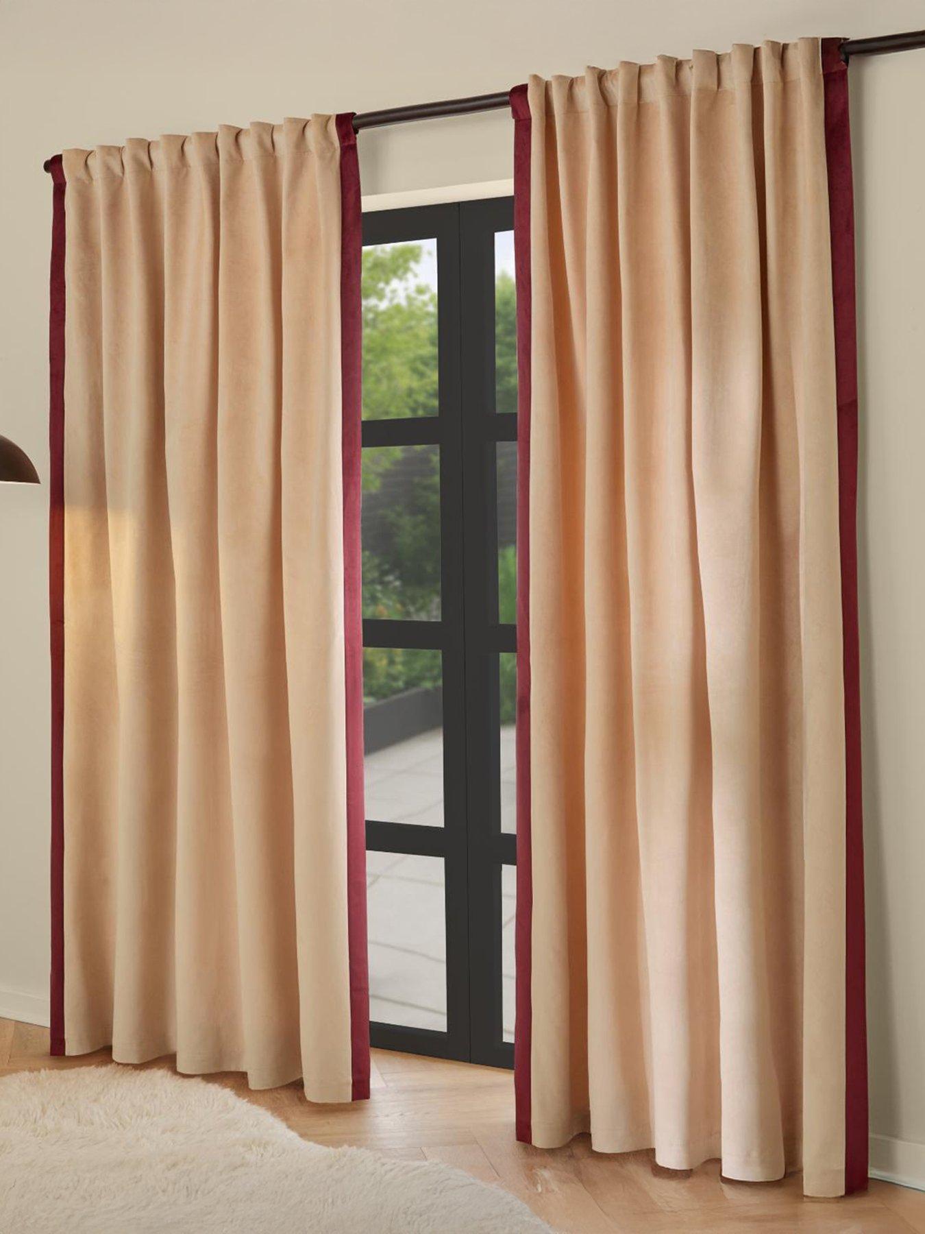 Made Audley 117x183 Tab Top Curtains Dark Blue/nutmeg