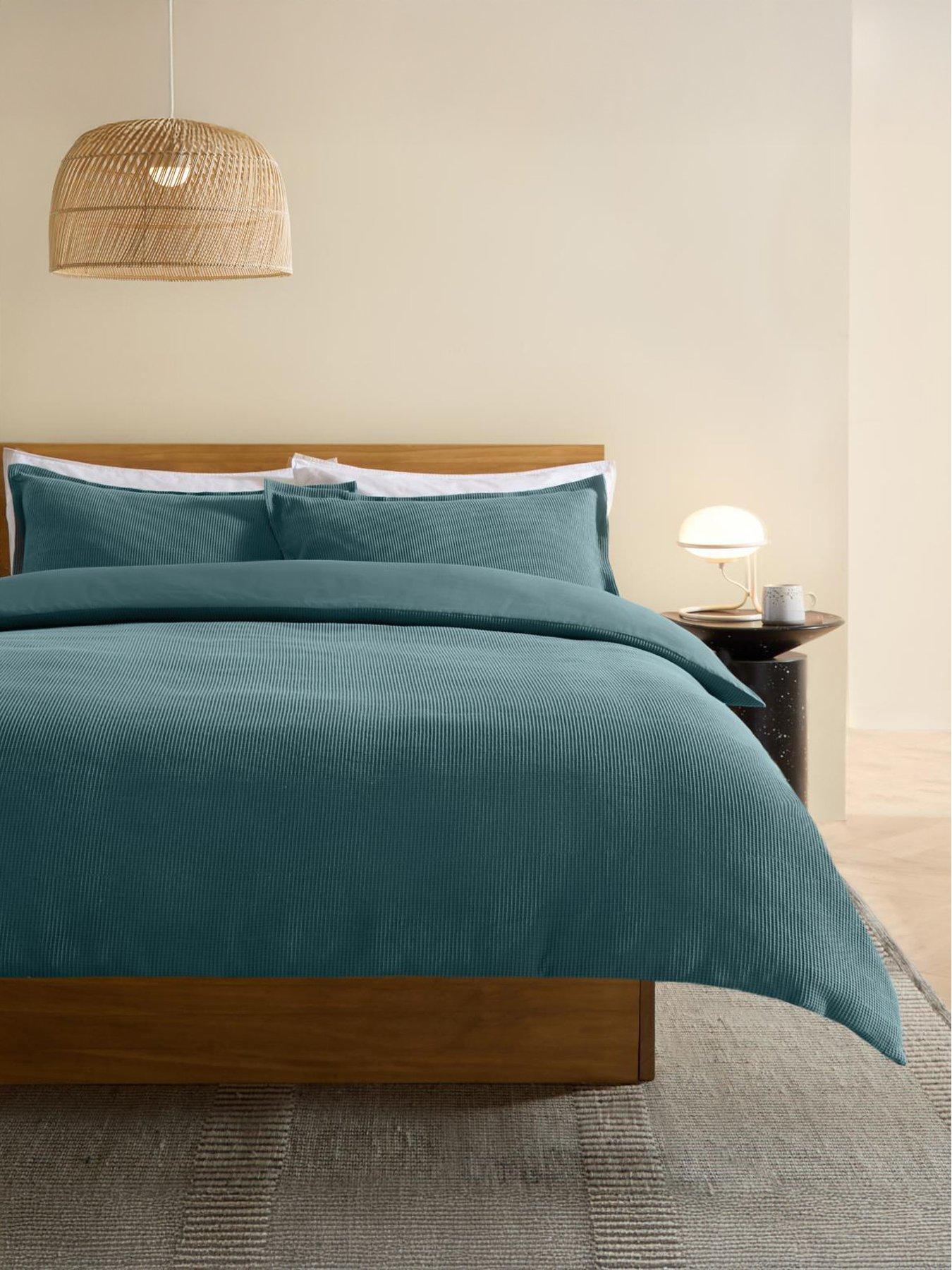 Made Cosy Waffle Super King Duvet Set Marine