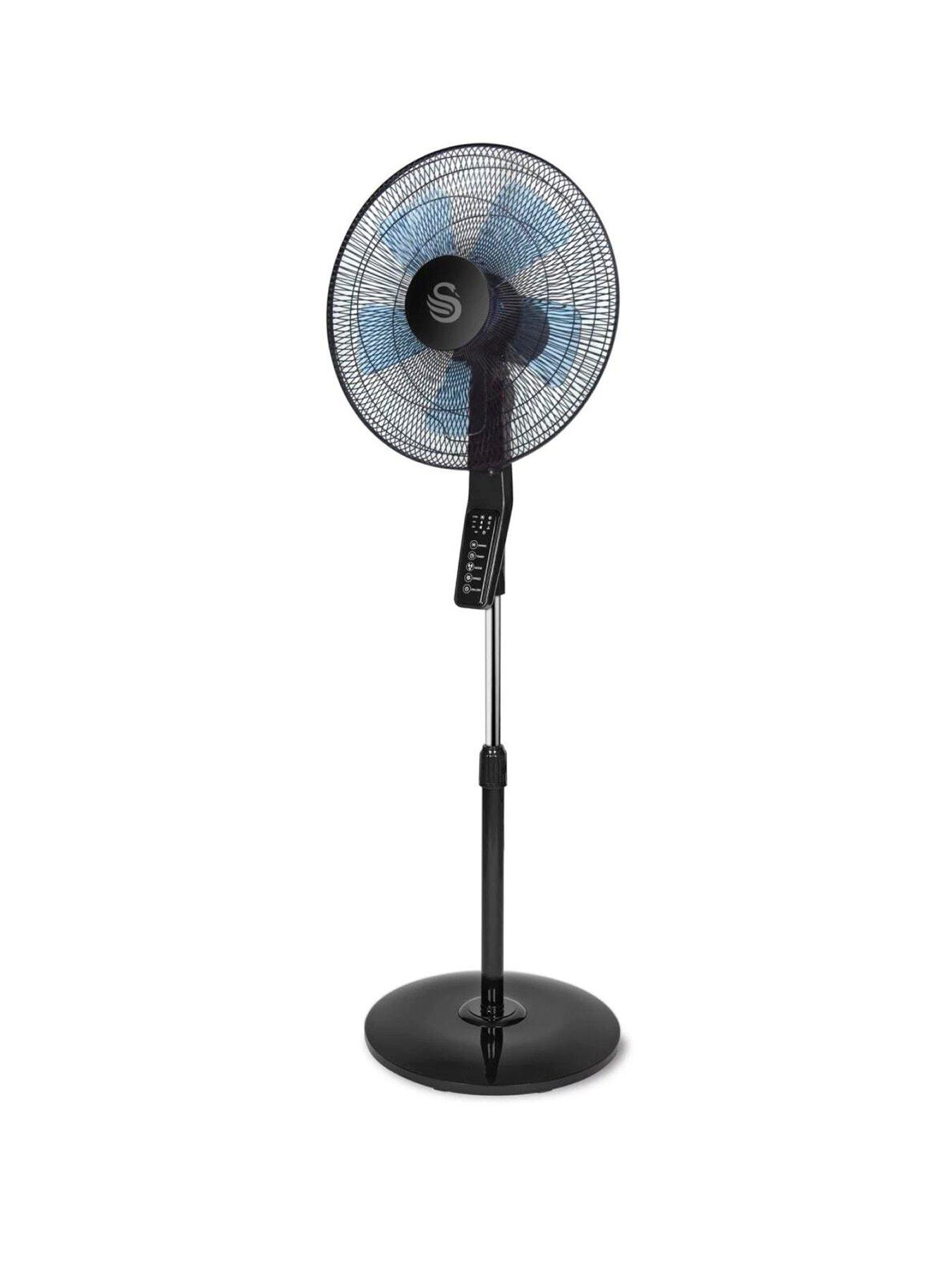Swan Silence 16 Inch Stand Fan, 3 Airflow Modes, Built-in Timer, Black