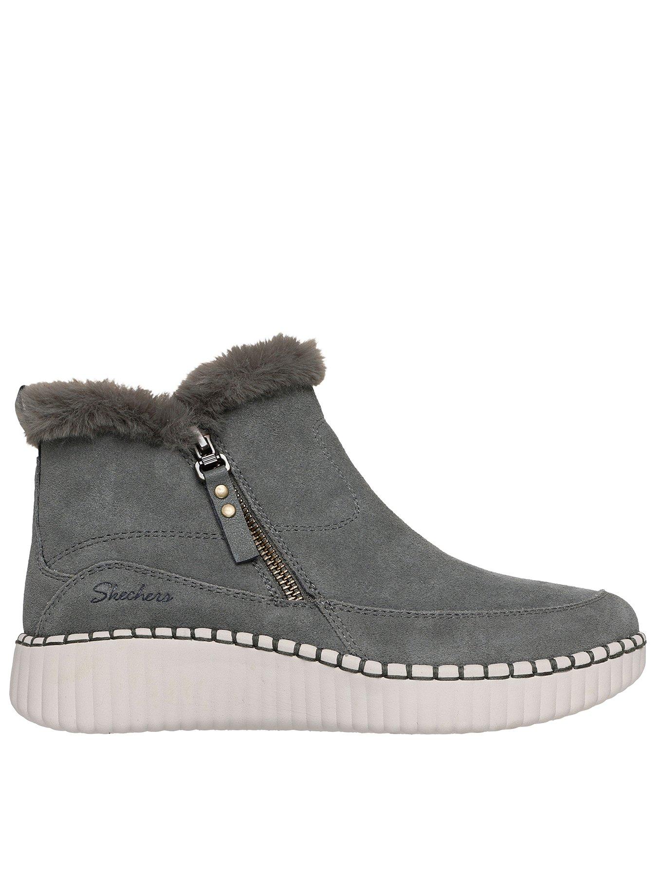 Image 1 of 6 of Skechers Wilshire Blvd Fresh Zip Size Zip Mid Bootie W/air-cooled Mf - Olive Suede/faux Fur
