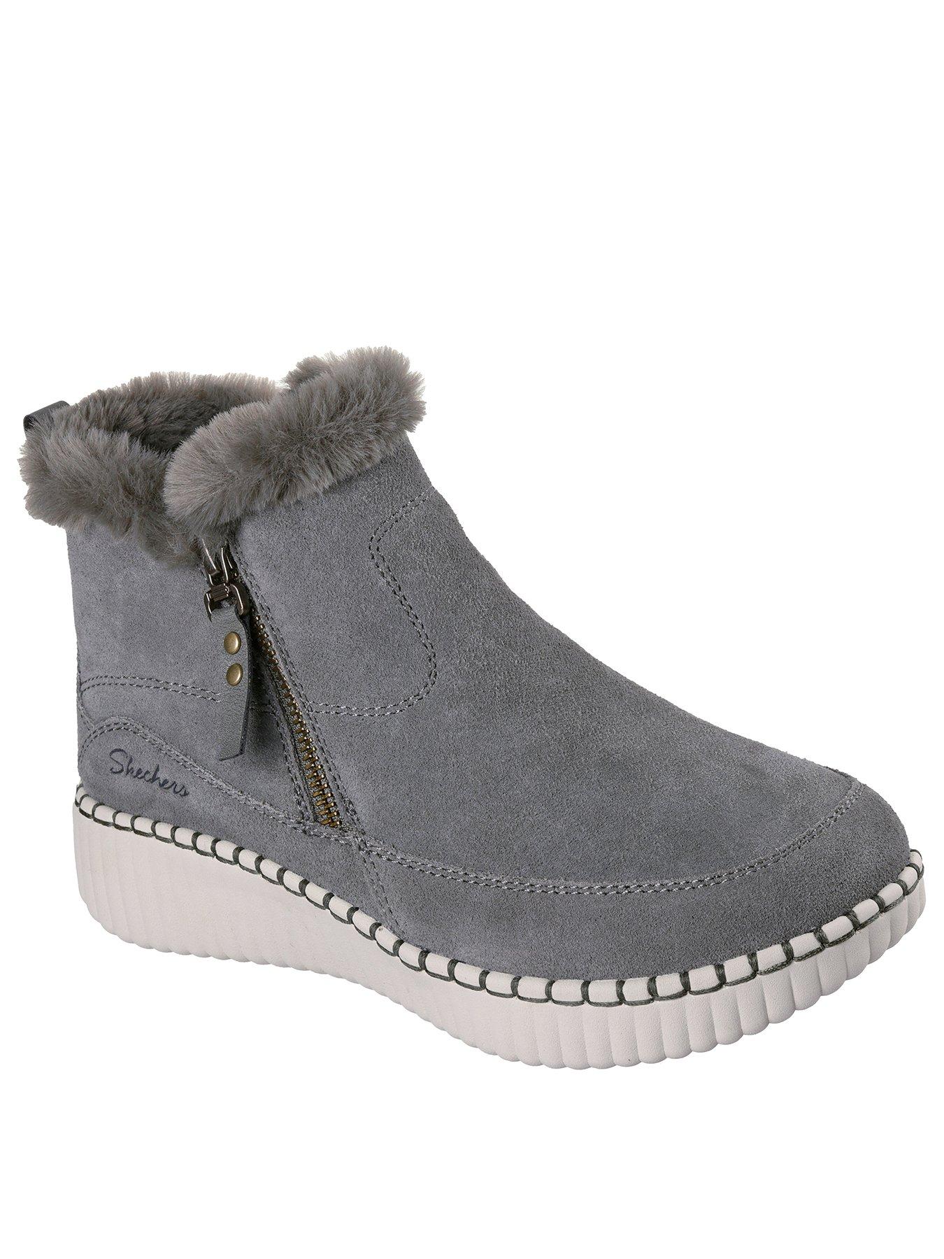 Image 2 of 6 of Skechers Wilshire Blvd Fresh Zip Size Zip Mid Bootie W/air-cooled Mf - Olive Suede/faux Fur