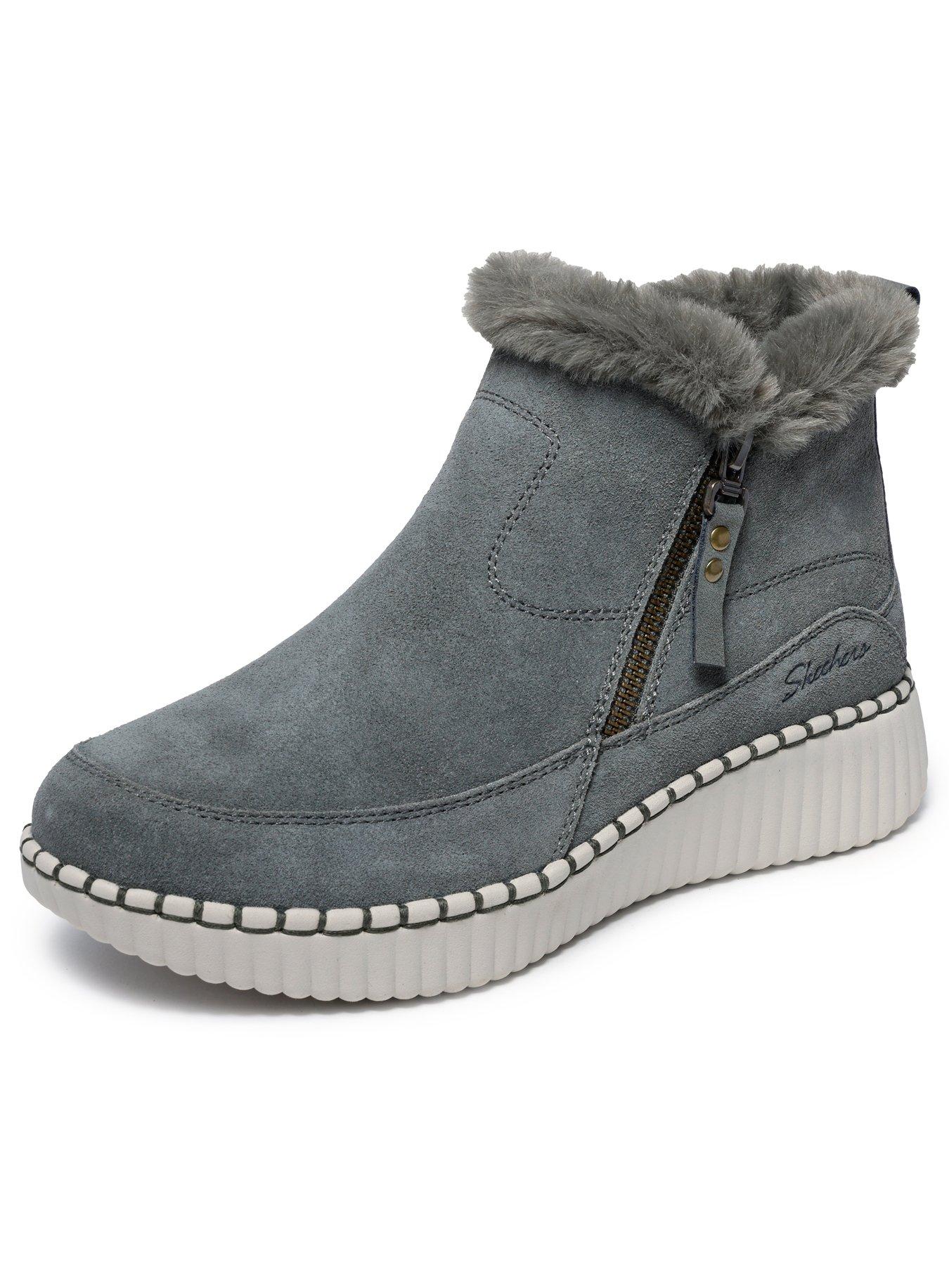 Image 5 of 6 of Skechers Wilshire Blvd Fresh Zip Size Zip Mid Bootie W/air-cooled Mf - Olive Suede/faux Fur