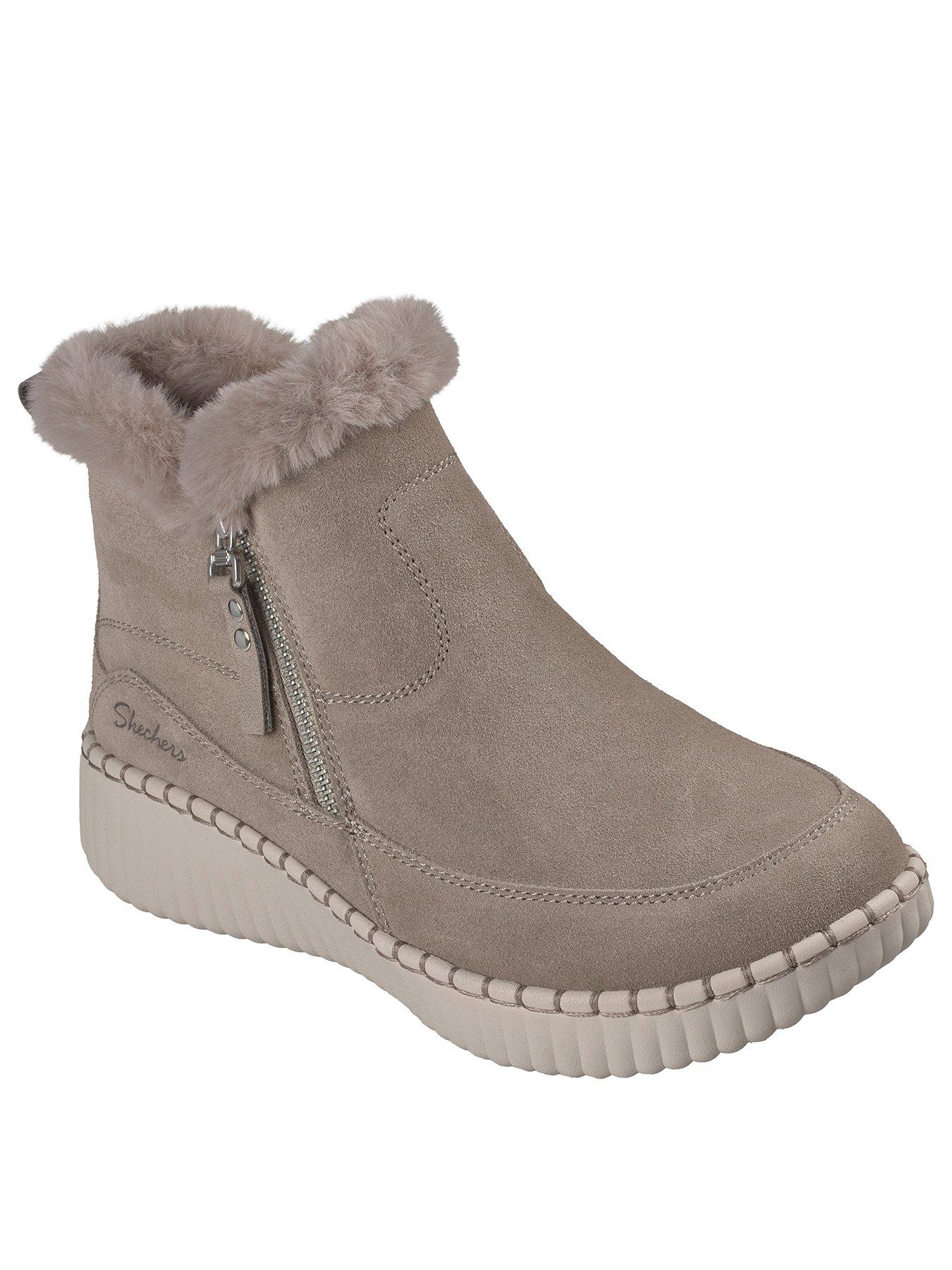 Image 2 of 6 of Skechers Wilshire Blvd Fresh Zip Size Zip Mid Bootie W/air-cooled Mf - Taupe Suede/faux Fur