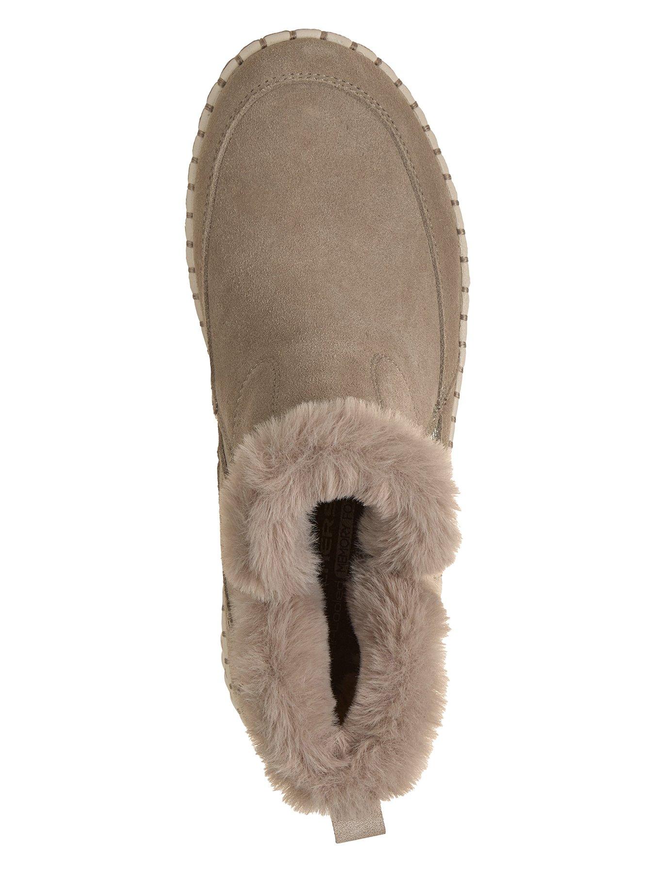Image 3 of 6 of Skechers Wilshire Blvd Fresh Zip Size Zip Mid Bootie W/air-cooled Mf - Taupe Suede/faux Fur