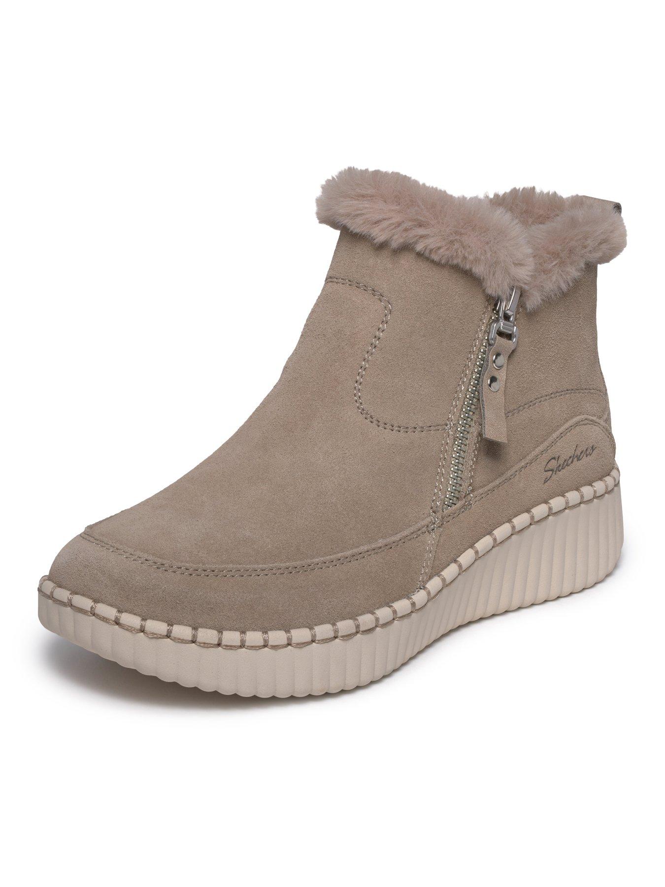 Image 5 of 6 of Skechers Wilshire Blvd Fresh Zip Size Zip Mid Bootie W/air-cooled Mf - Taupe Suede/faux Fur