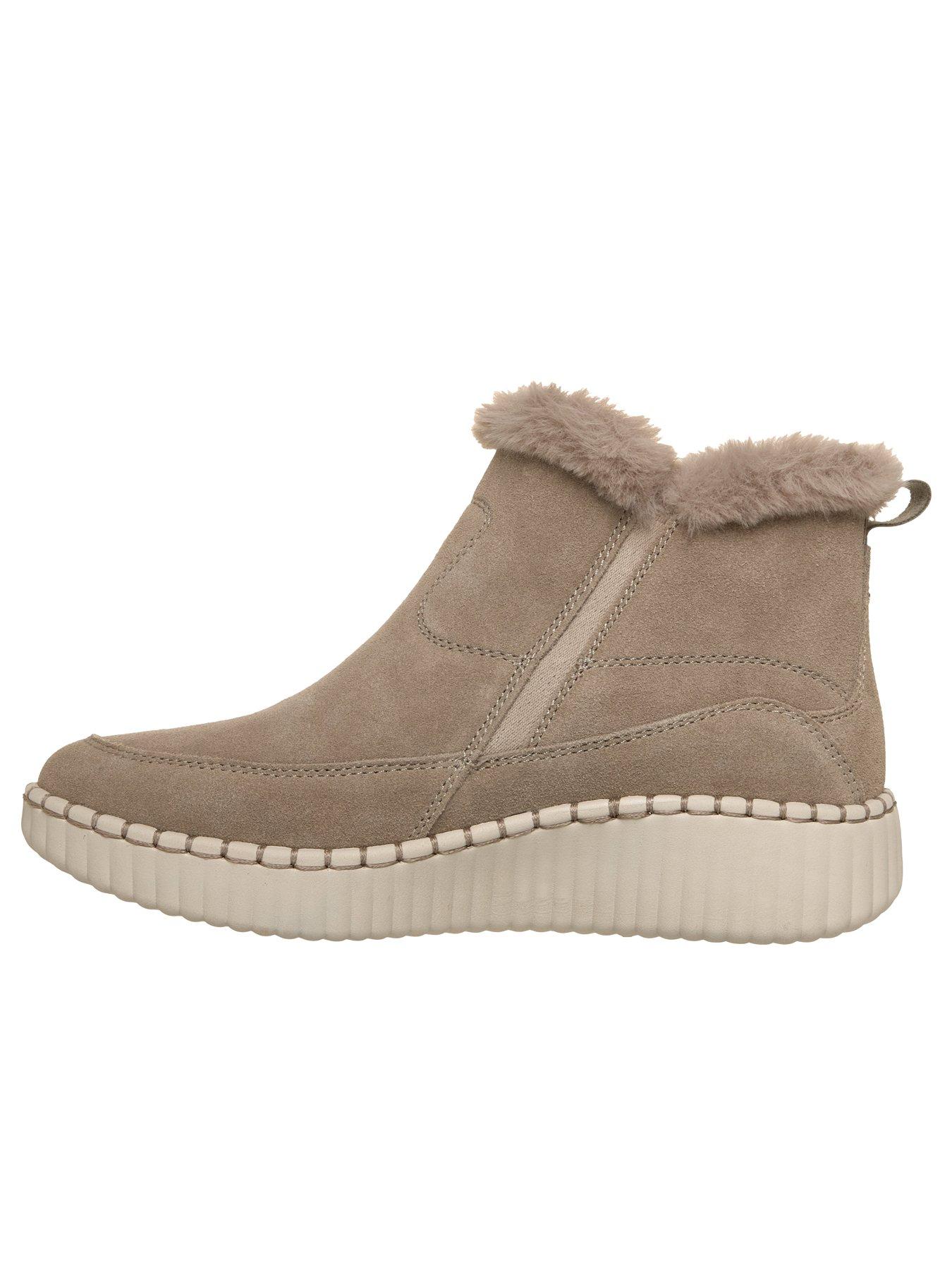 Image 6 of 6 of Skechers Wilshire Blvd Fresh Zip Size Zip Mid Bootie W/air-cooled Mf - Taupe Suede/faux Fur