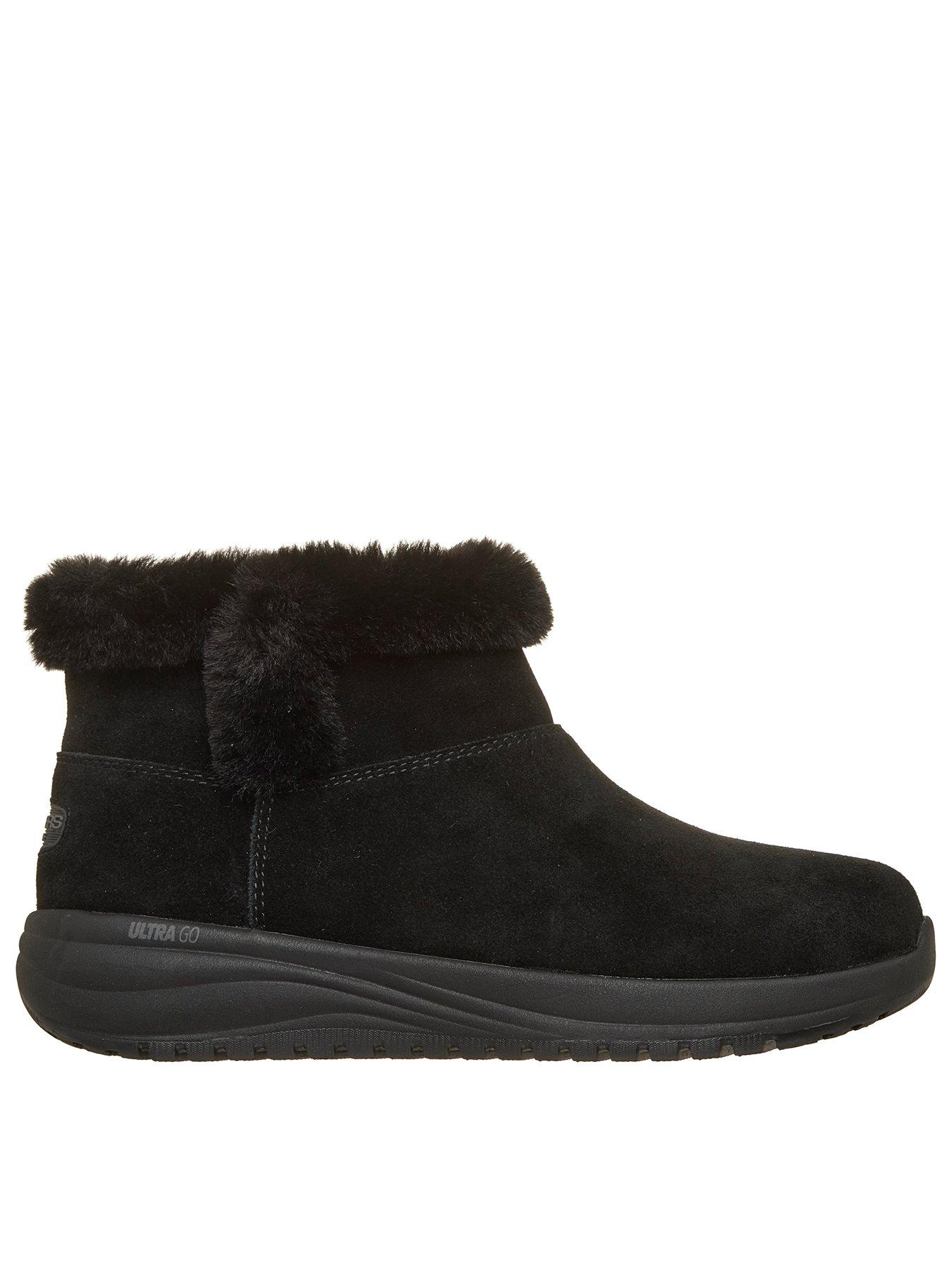 Image 1 of 6 of Skechers On-The-Go Stellar Cosy Step Waterproof Suede Ankle Boots - Black