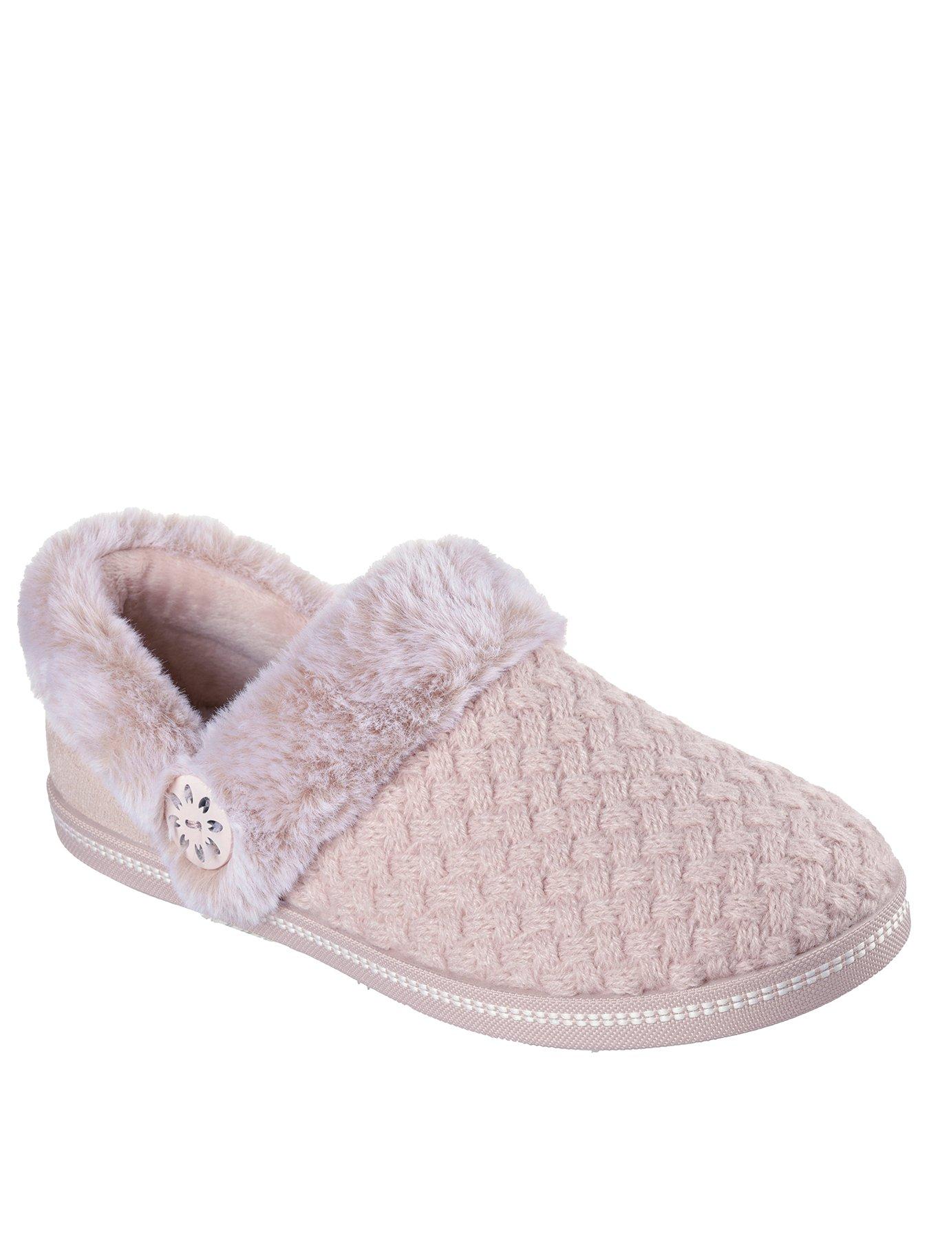 Image 2 of 6 of Skechers Cozy Campfire Frosty Promise Quilted Faux Fur Knit Button Slipper W/ Memory Foam - Blush Knit/faux Fur
