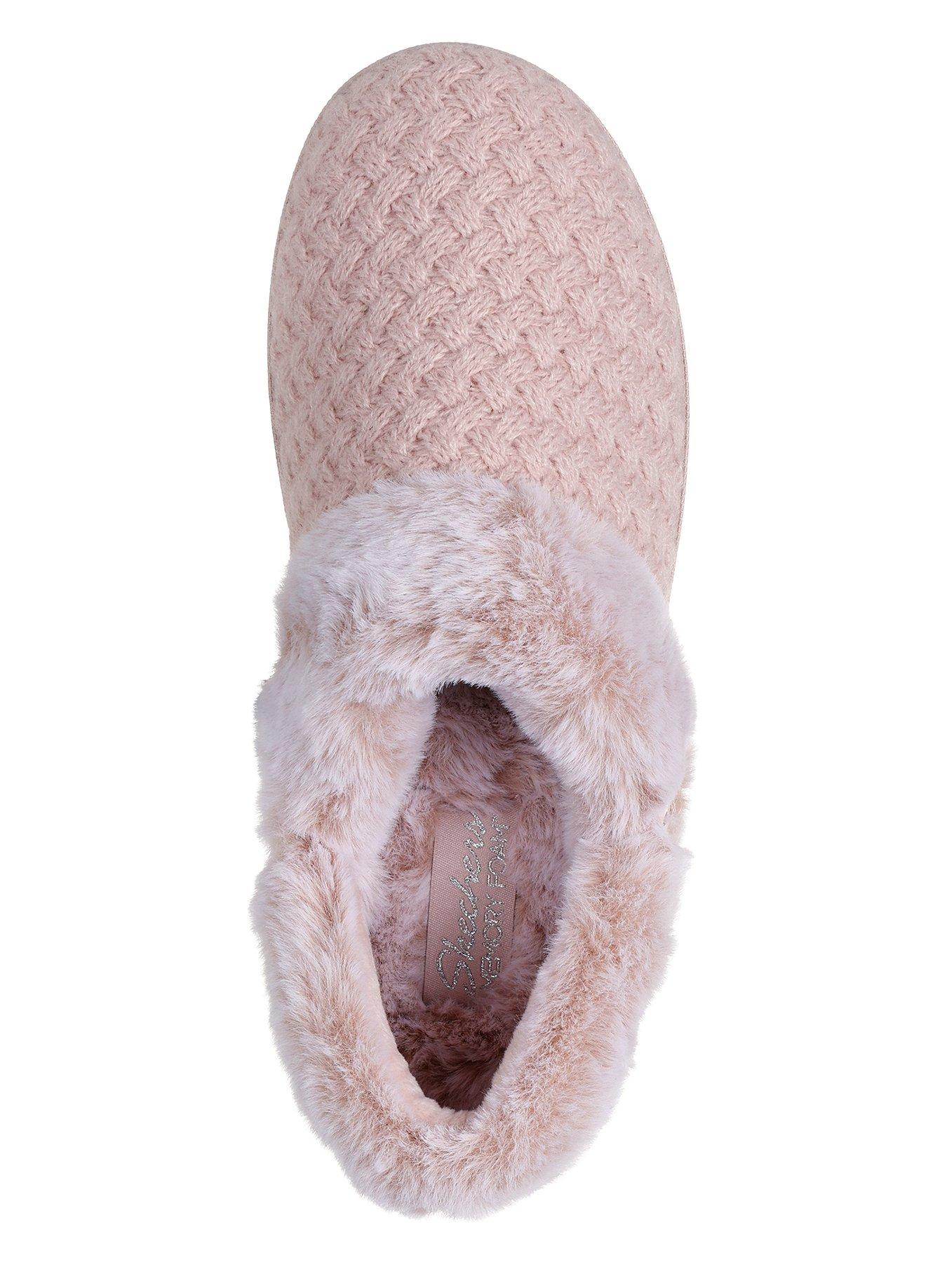 Image 3 of 6 of Skechers Cozy Campfire Frosty Promise Quilted Faux Fur Knit Button Slipper W/ Memory Foam - Blush Knit/faux Fur