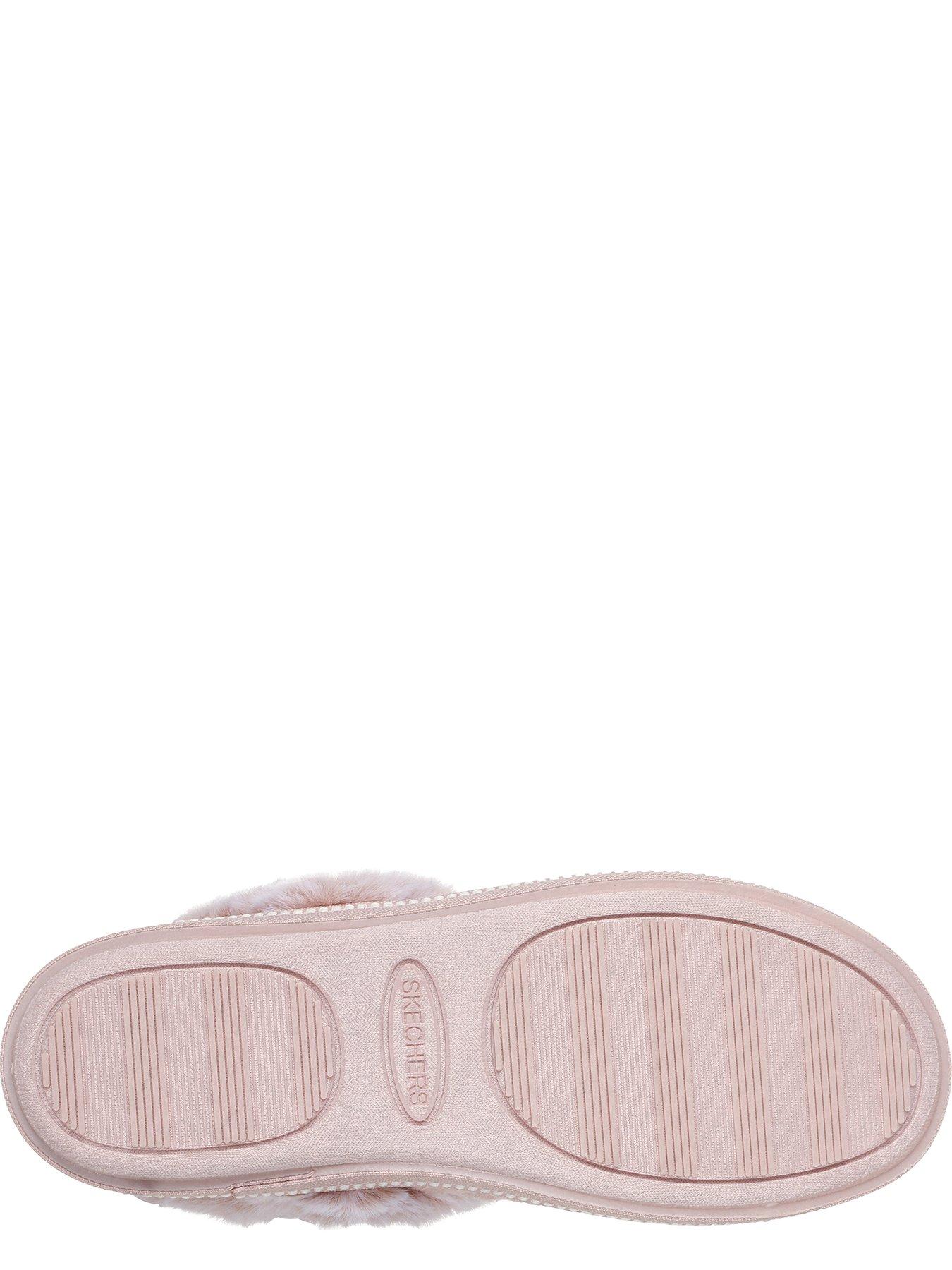 Image 4 of 6 of Skechers Cozy Campfire Frosty Promise Quilted Faux Fur Knit Button Slipper W/ Memory Foam - Blush Knit/faux Fur