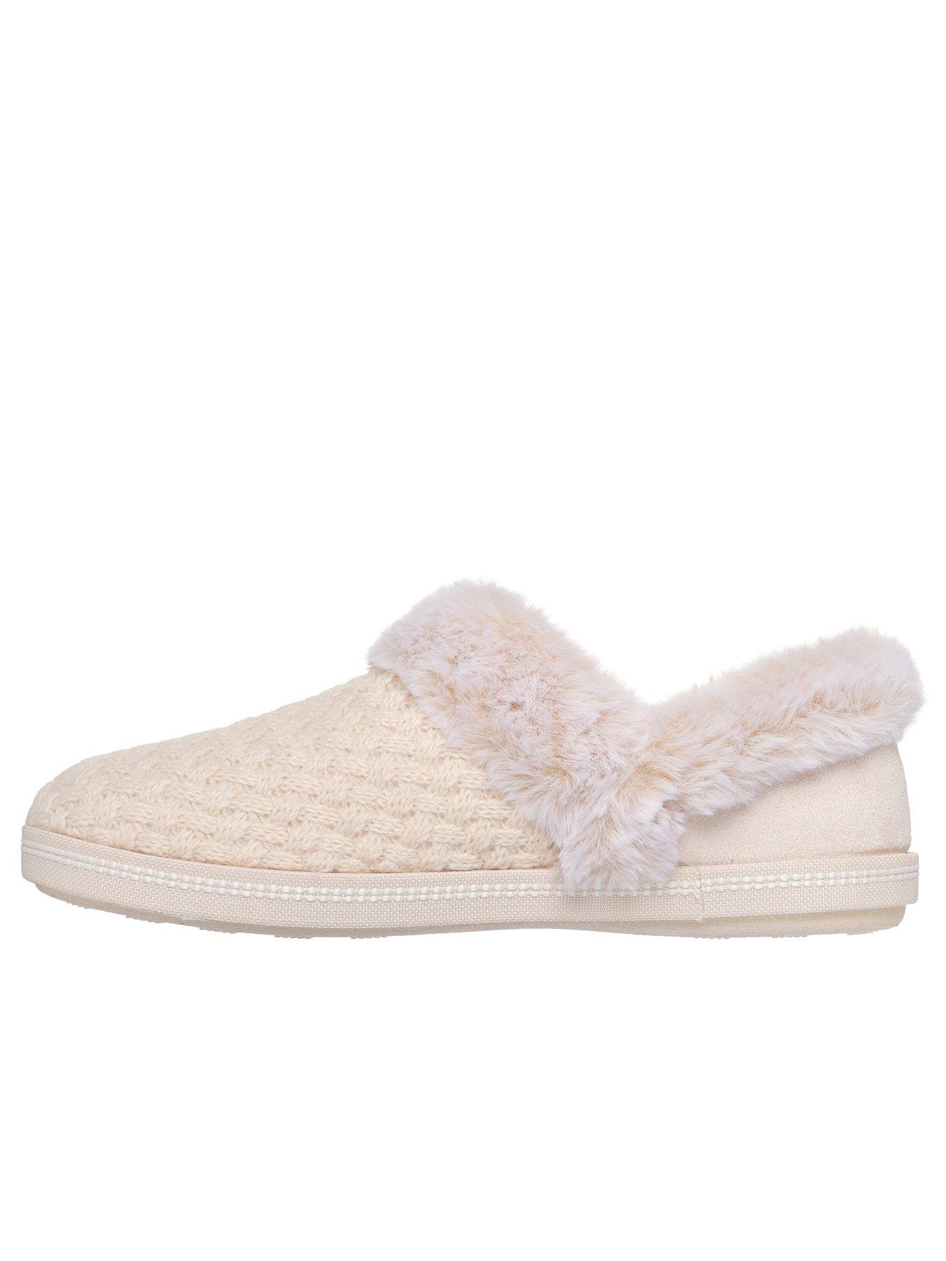 Image 6 of 6 of Skechers Cozy Campfire Frosty Promise Quilted Faux Fur Knit Button Slipper W/ Memory Foam - Sand Knit/suede Heelknit/faux Fur
