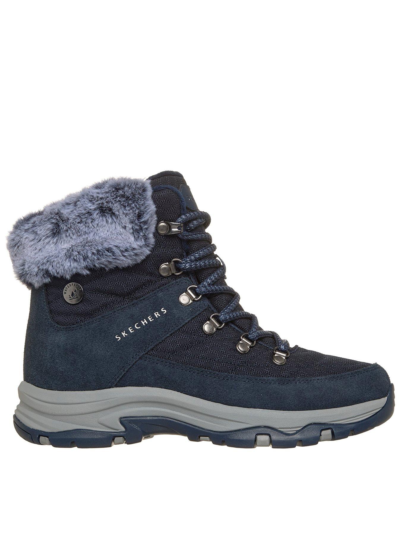 Image 1 of 6 of Skechers Trego Lace Up Suede Mesh Boots - Navy