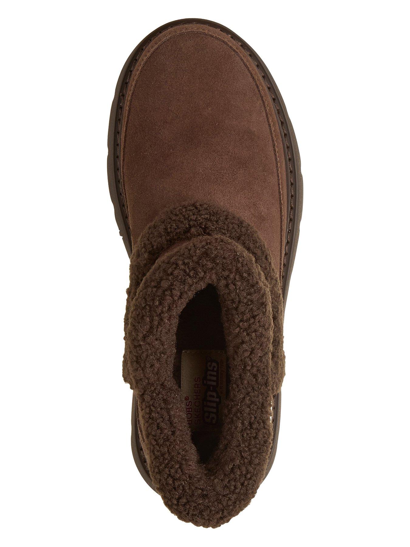 Image 3 of 5 of Skechers Keepsakes Lite Winter Snug Slip-ins Suede Bootie With Faux Shearling Trim - Chocolate Suede/ Textile