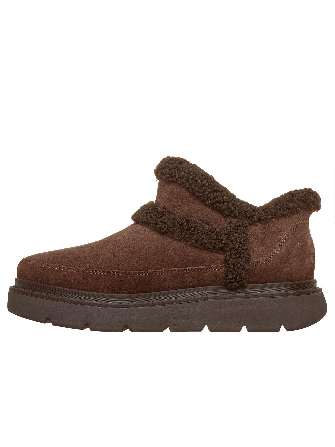 Image 5 of 5 of Skechers Keepsakes Lite Winter Snug Slip-ins Suede Bootie With Faux Shearling Trim - Chocolate Suede/ Textile