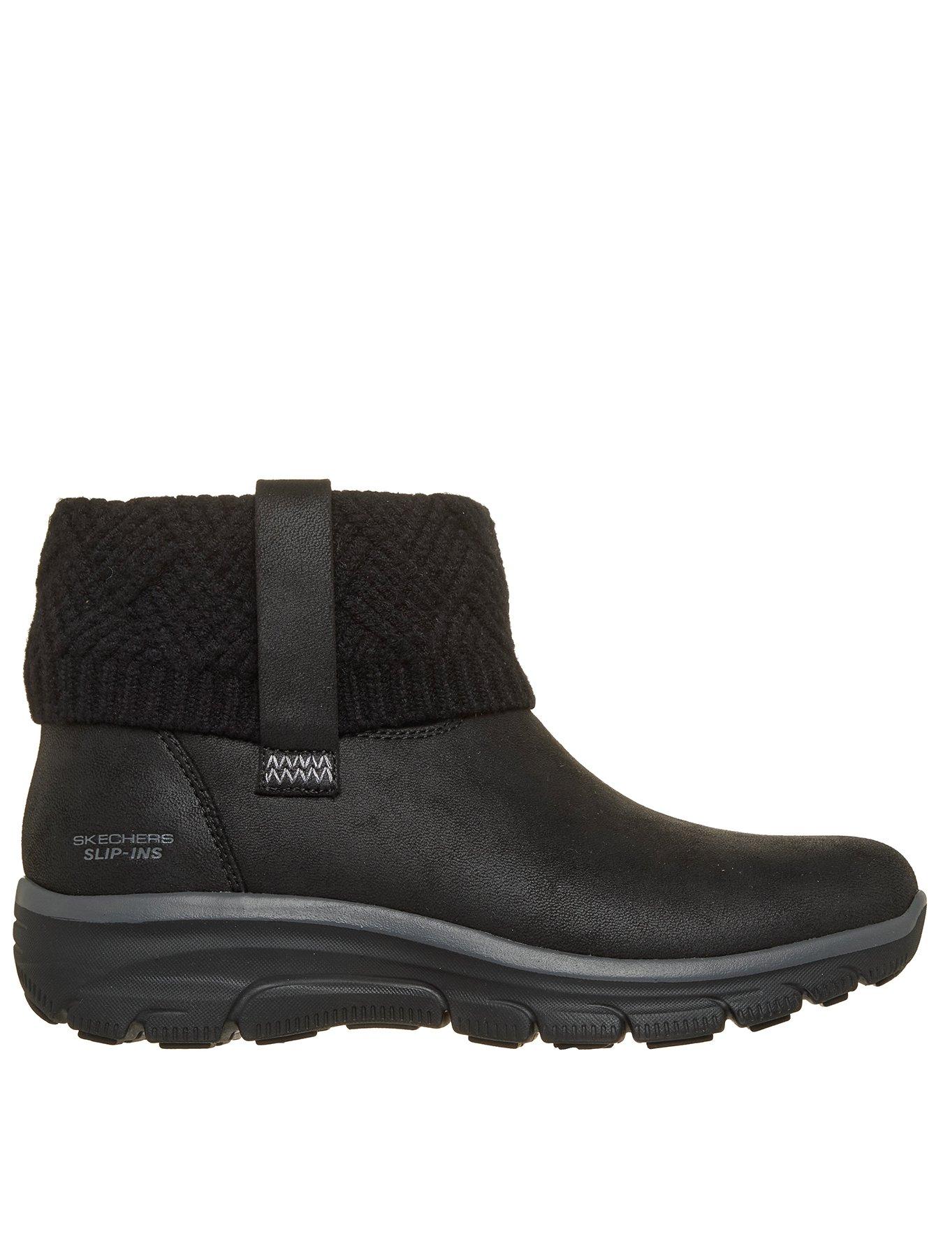 Image 1 of 5 of Skechers Women's Easy Going Cozy Weather 4 Slip Ins Fold Over Sweater Boots with Perform Tex - Black