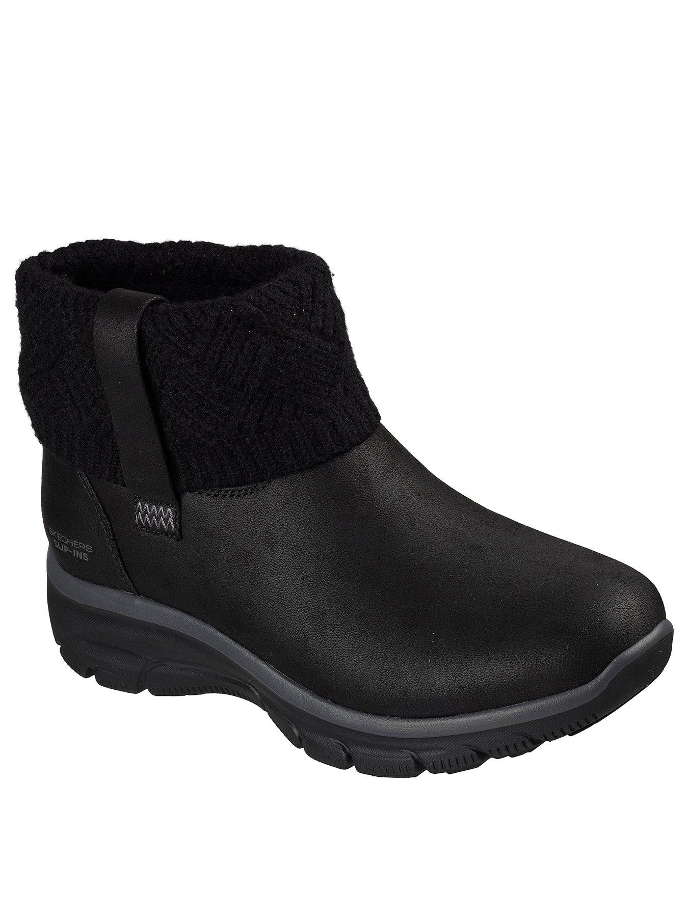 Image 2 of 5 of Skechers Women's Easy Going Cozy Weather 4 Slip Ins Fold Over Sweater Boots with Perform Tex - Black