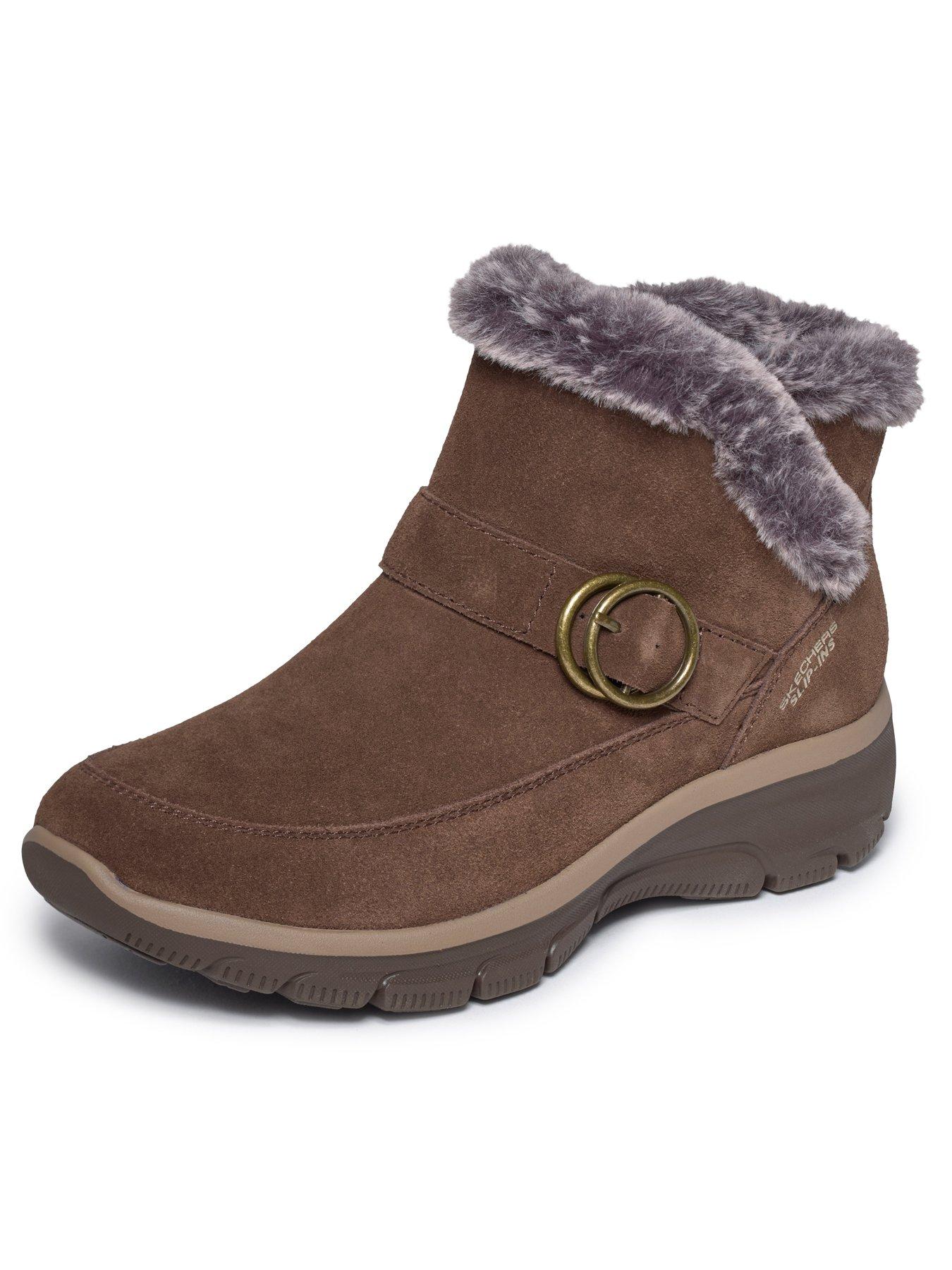 Image 5 of 6 of Skechers Easy Going Gentle Winter Slip-ins Buckle Bootie W/air-cooled Mf - Chocolate Suede/faux Fur