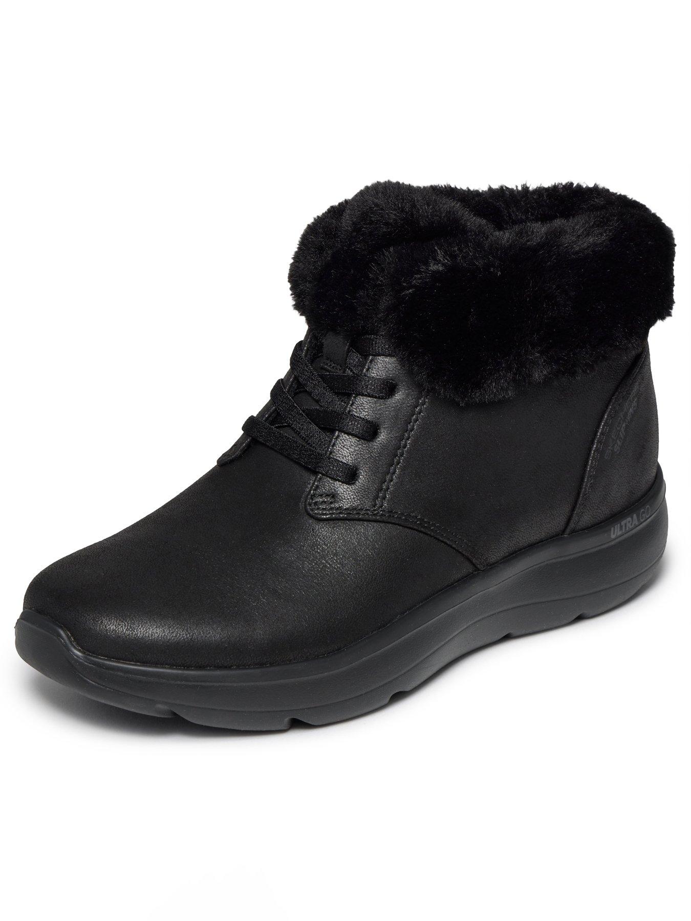 Image 5 of 6 of Skechers On-the-go Encore Phoebe Premium Cozy Slip-ins Perform Tex Desert Boot W/ Bungee Laces &amp; Faux Fur Collar - Black Textile