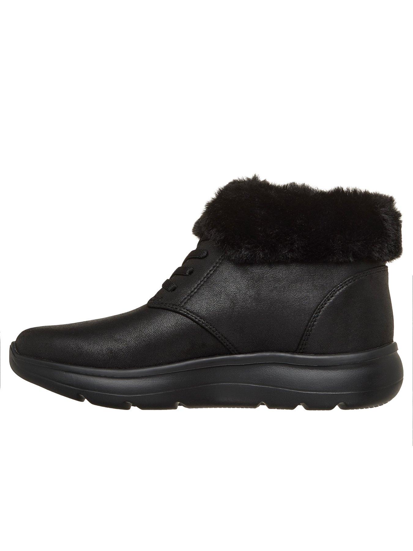 Image 6 of 6 of Skechers On-the-go Encore Phoebe Premium Cozy Slip-ins Perform Tex Desert Boot W/ Bungee Laces &amp; Faux Fur Collar - Black Textile
