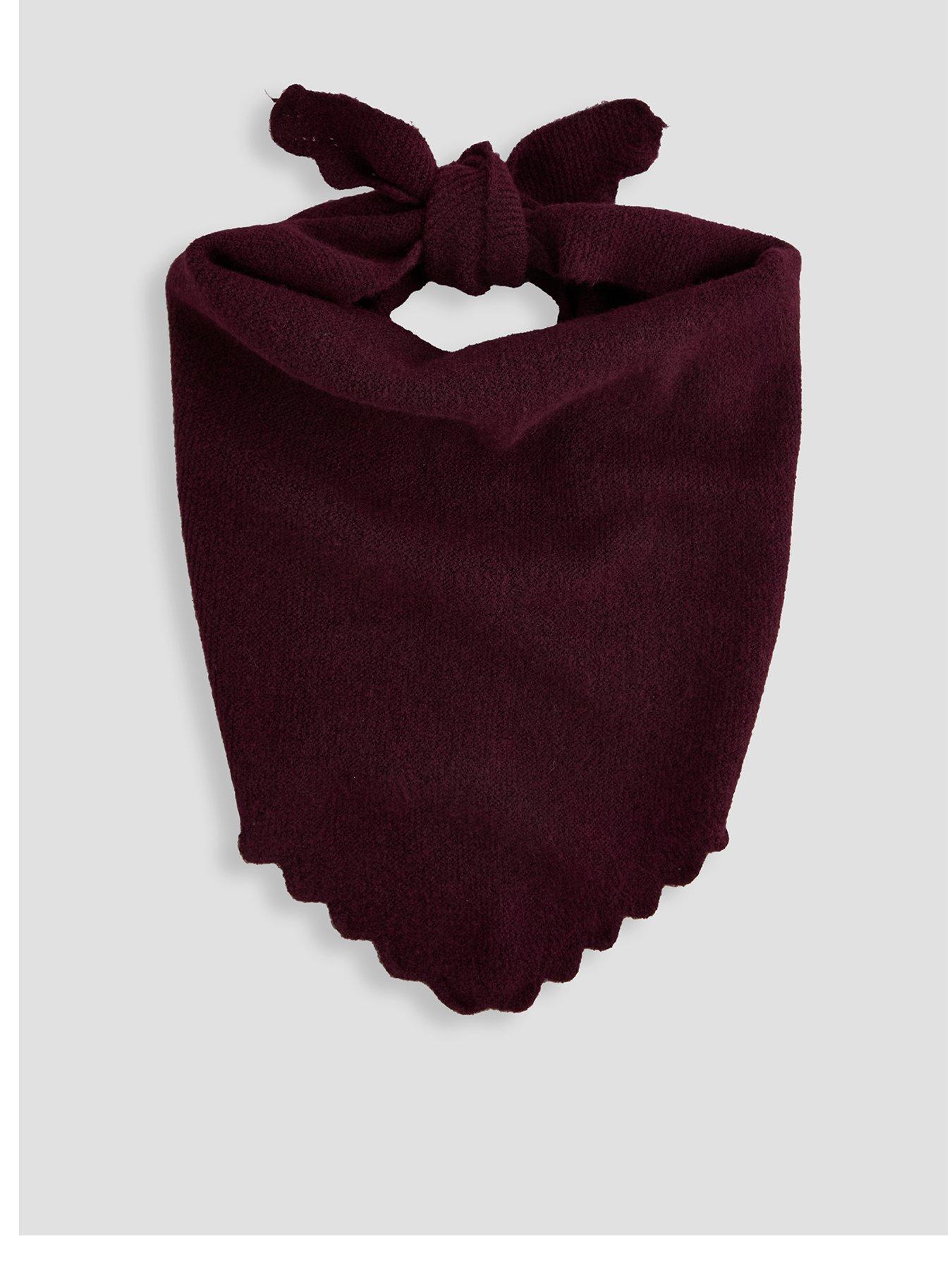 The Very Collection Pointelle Scalloped Edge Triangle Scarf - Burgundy