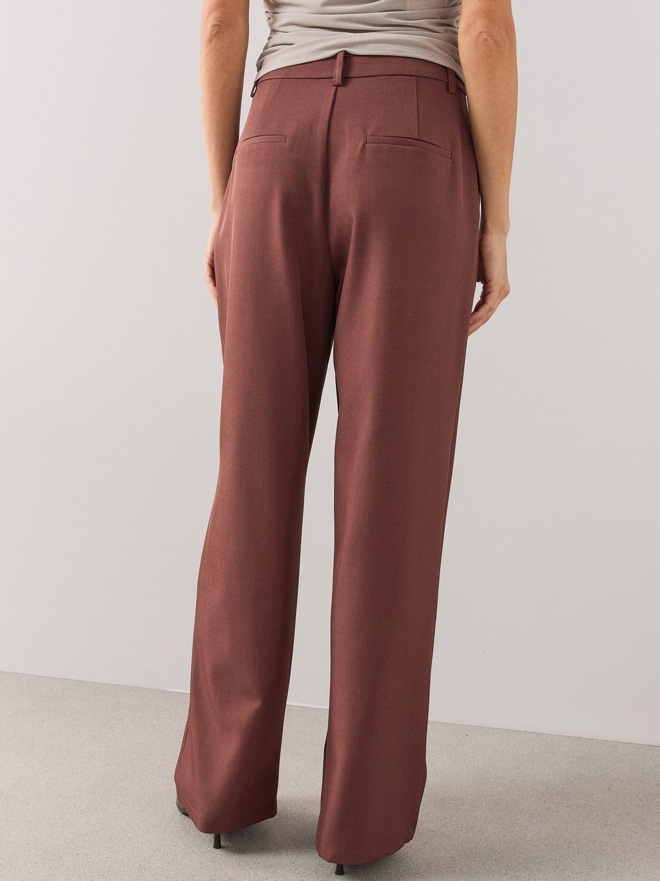 Image 2 of 7 of The Very Collection Lace Wrap Relaxed Straight Leg Trousers - Burgundy