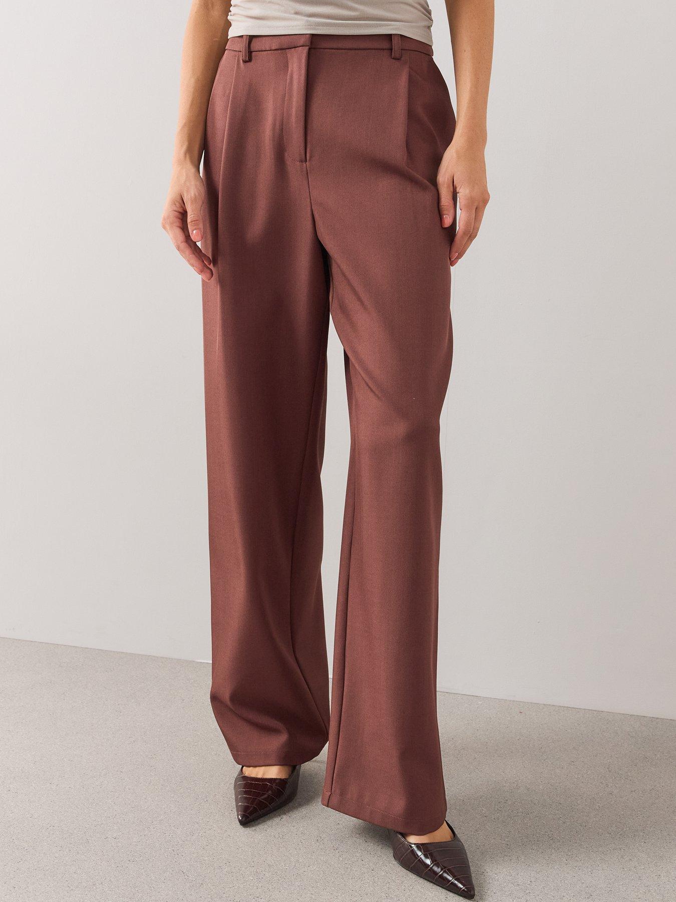 Image 4 of 7 of The Very Collection Lace Wrap Relaxed Straight Leg Trousers - Burgundy