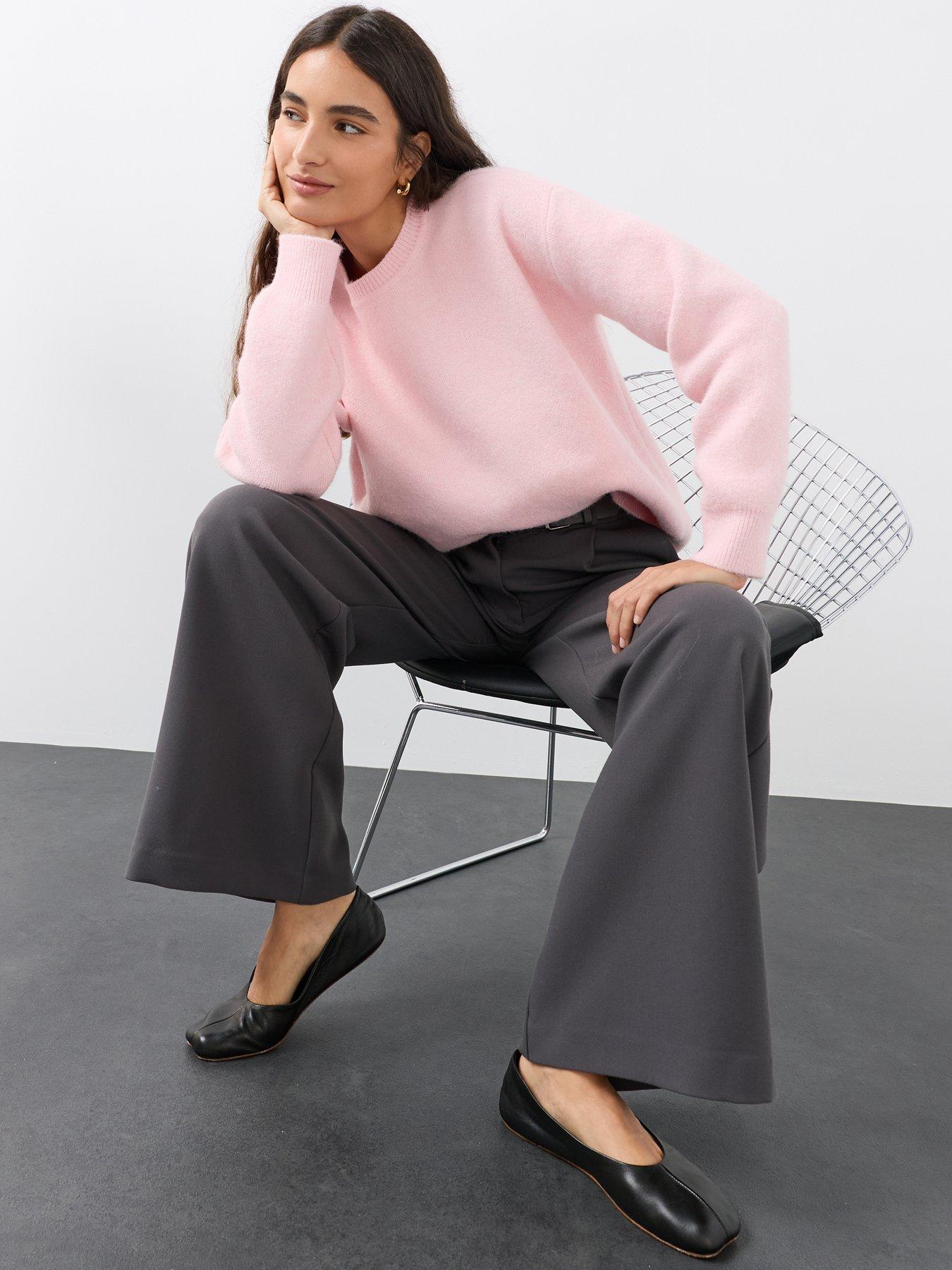 Image 5 of 7 of The Very Collection Buckle Waist Wide Leg Tailored Trousers - Grey