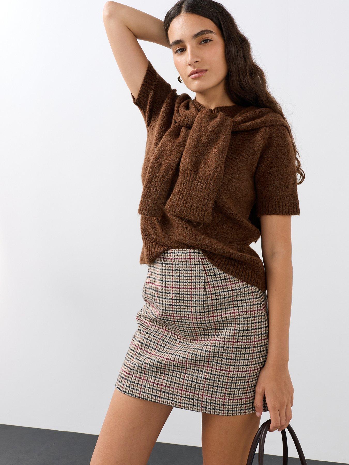 Image 1 of 7 of The Very Collection Check Mini Skirt - Multi