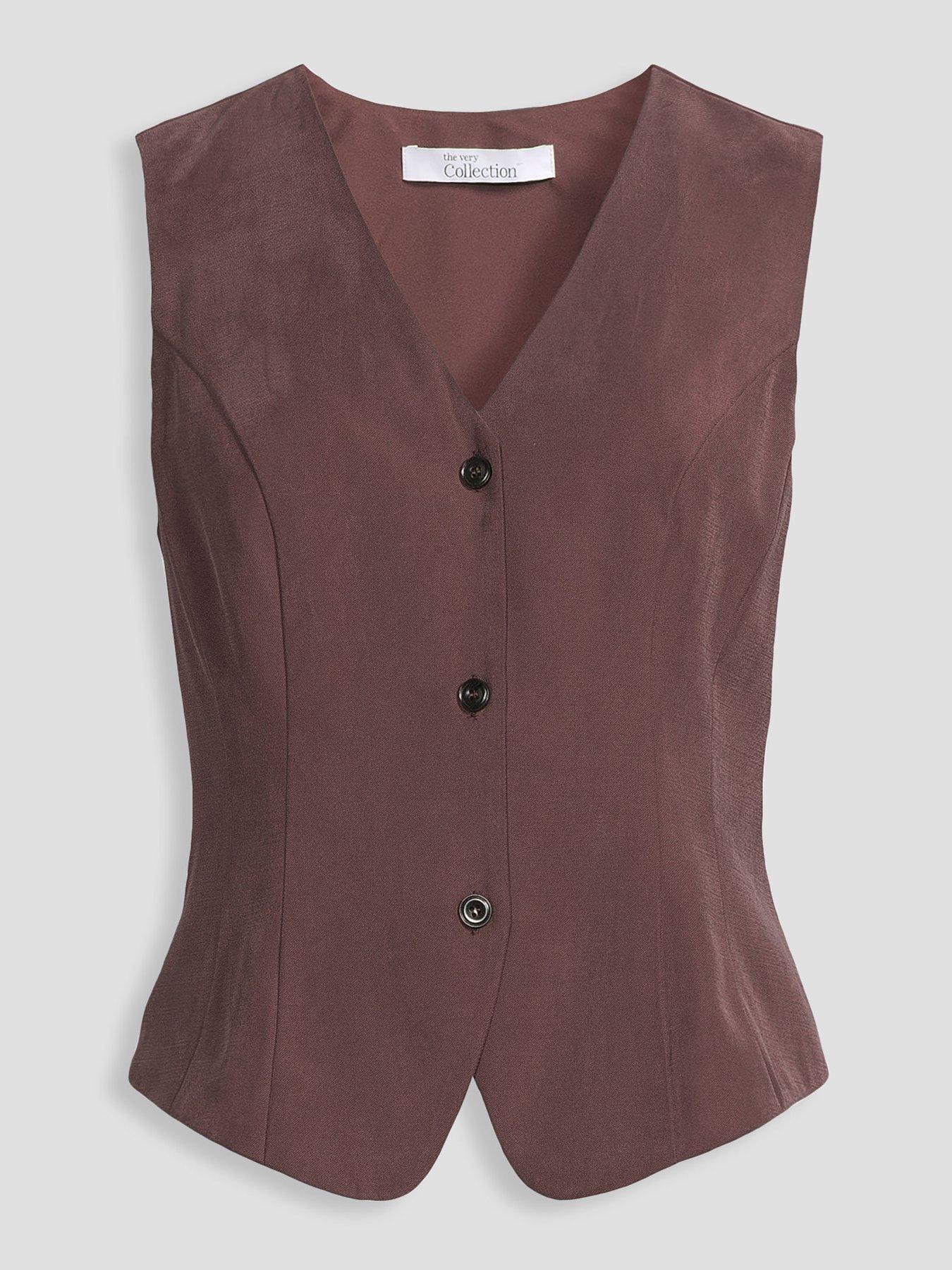 Image 7 of 7 of The Very Collection Women's Sleeveless Tailored Button Front Waistcoat - Brown