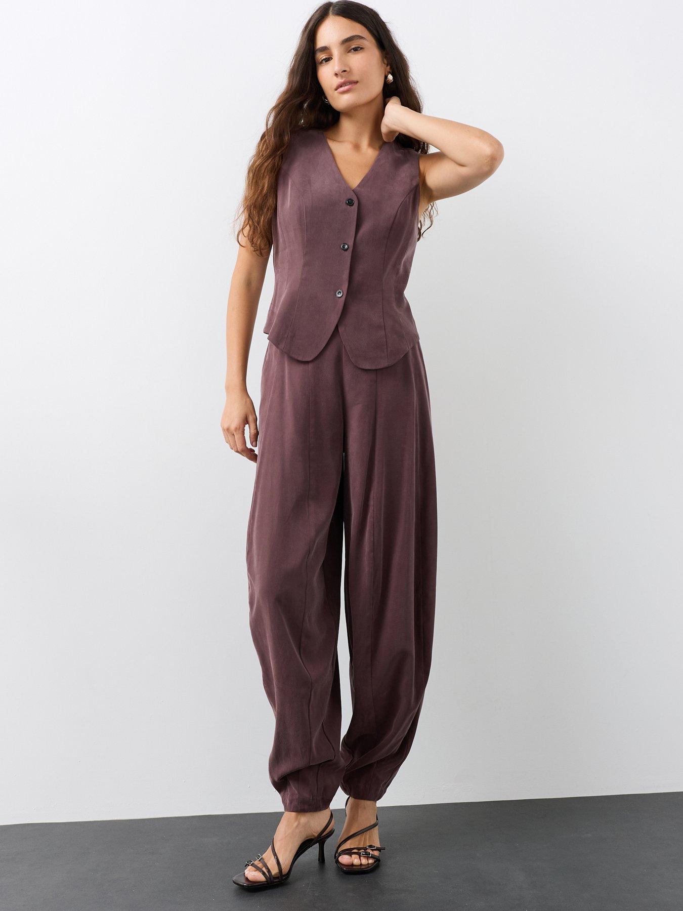 Image 3 of 7 of The Very Collection Womens Pleated Balloon Trousers - Purple