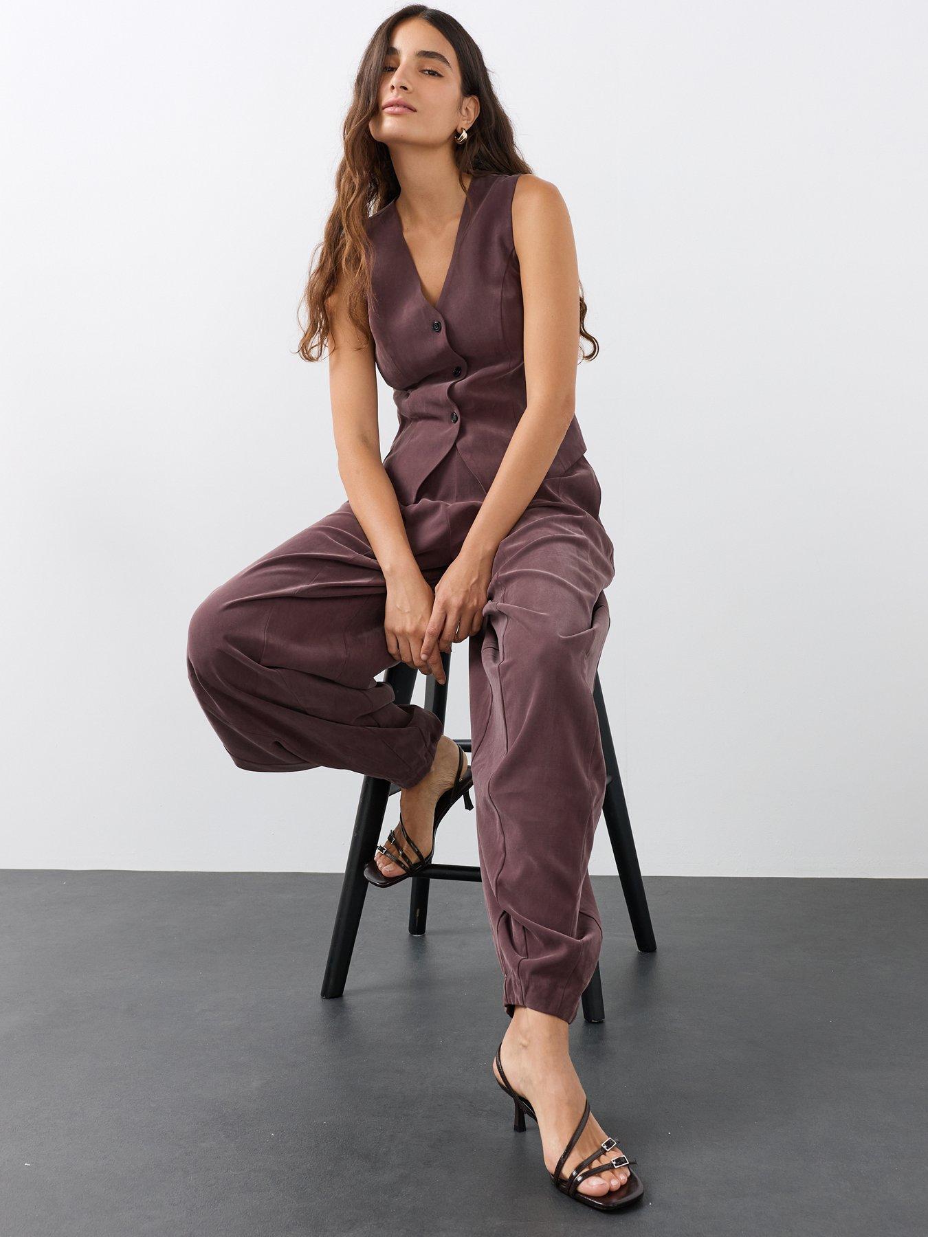 Image 5 of 7 of The Very Collection Womens Pleated Balloon Trousers - Purple