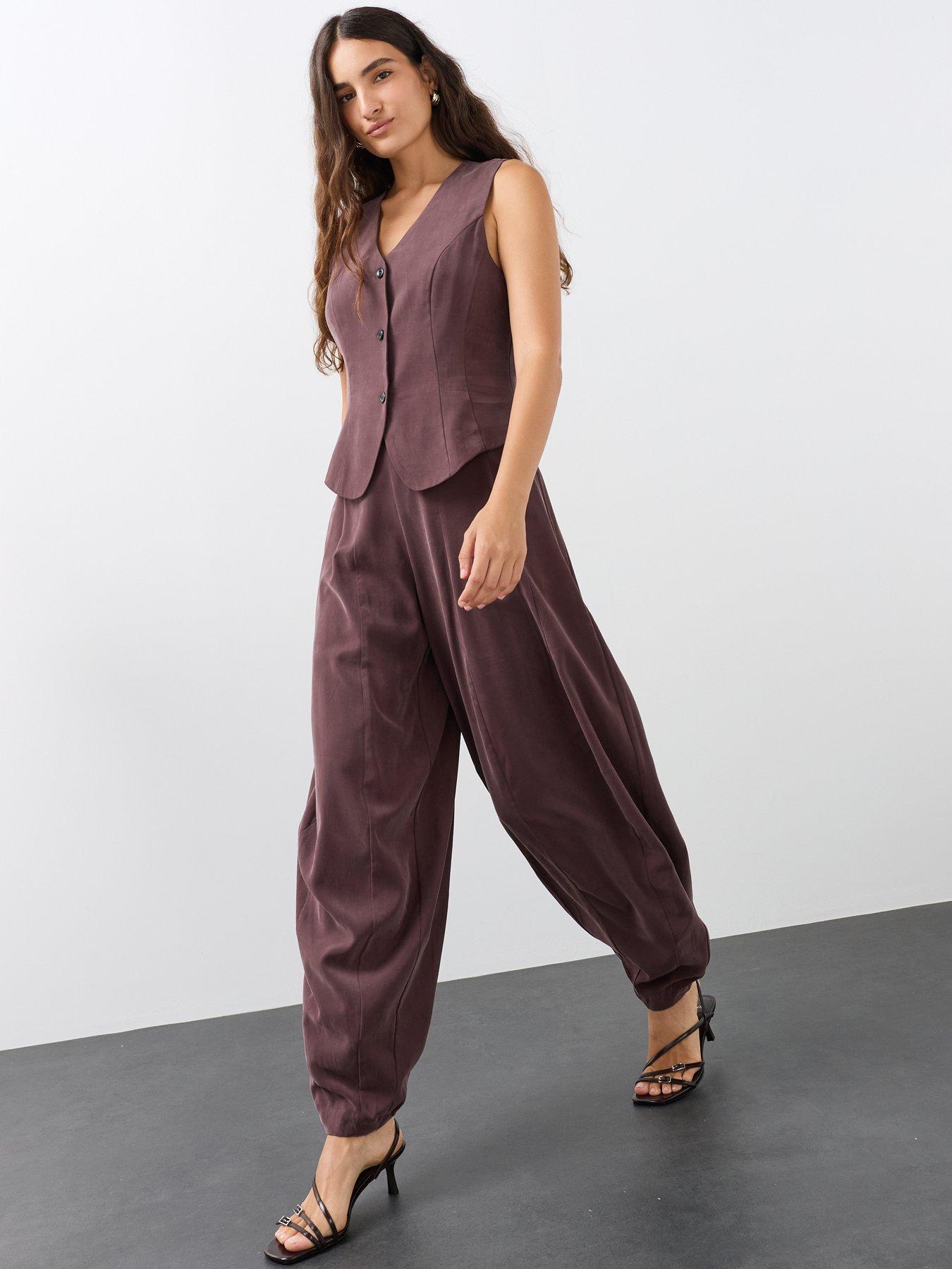 Image 6 of 7 of The Very Collection Womens Pleated Balloon Trousers - Purple