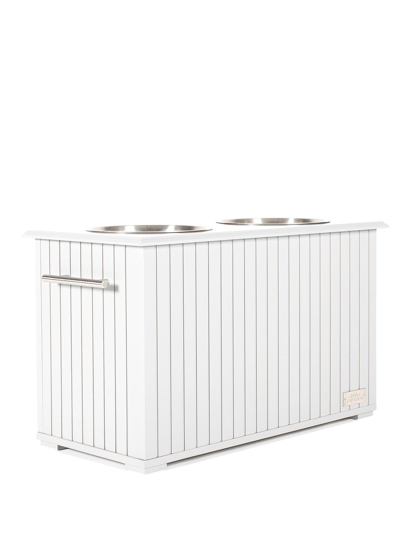 Image 2 of 6 of Lords and Labradors L&L Wooden Pet Feeder With Storage White