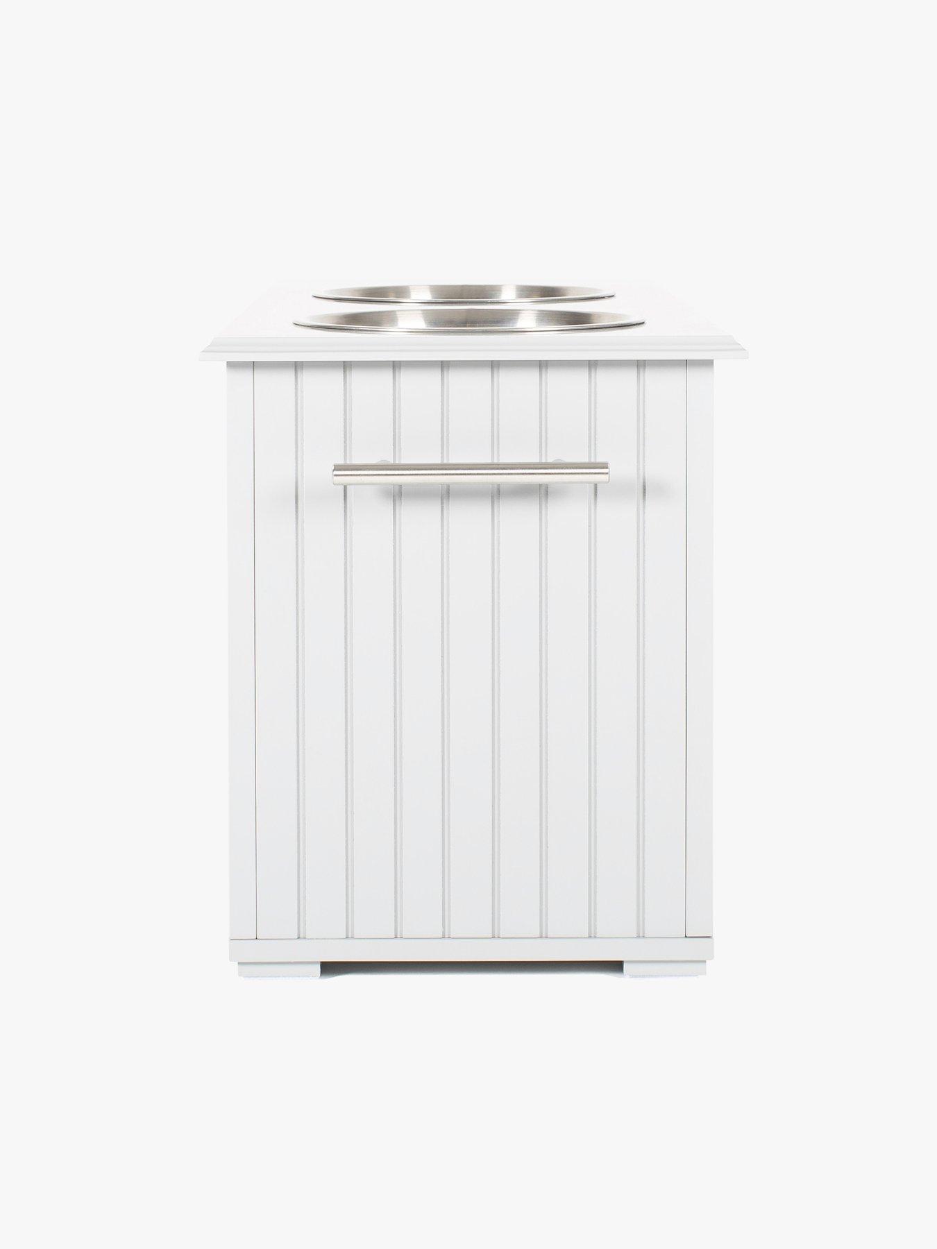 Image 4 of 6 of Lords and Labradors L&L Wooden Pet Feeder With Storage White