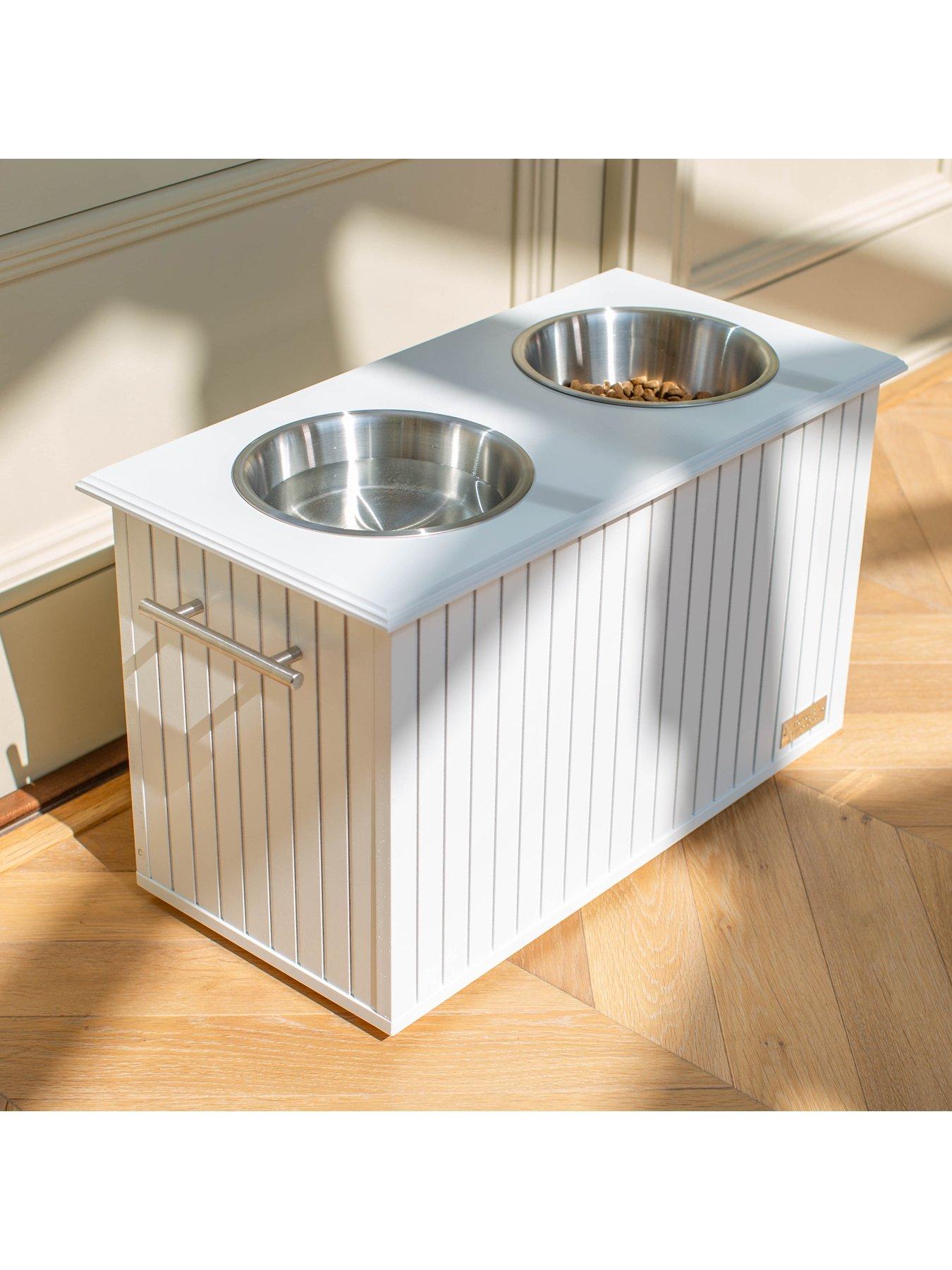 Image 5 of 6 of Lords and Labradors L&L Wooden Pet Feeder With Storage White