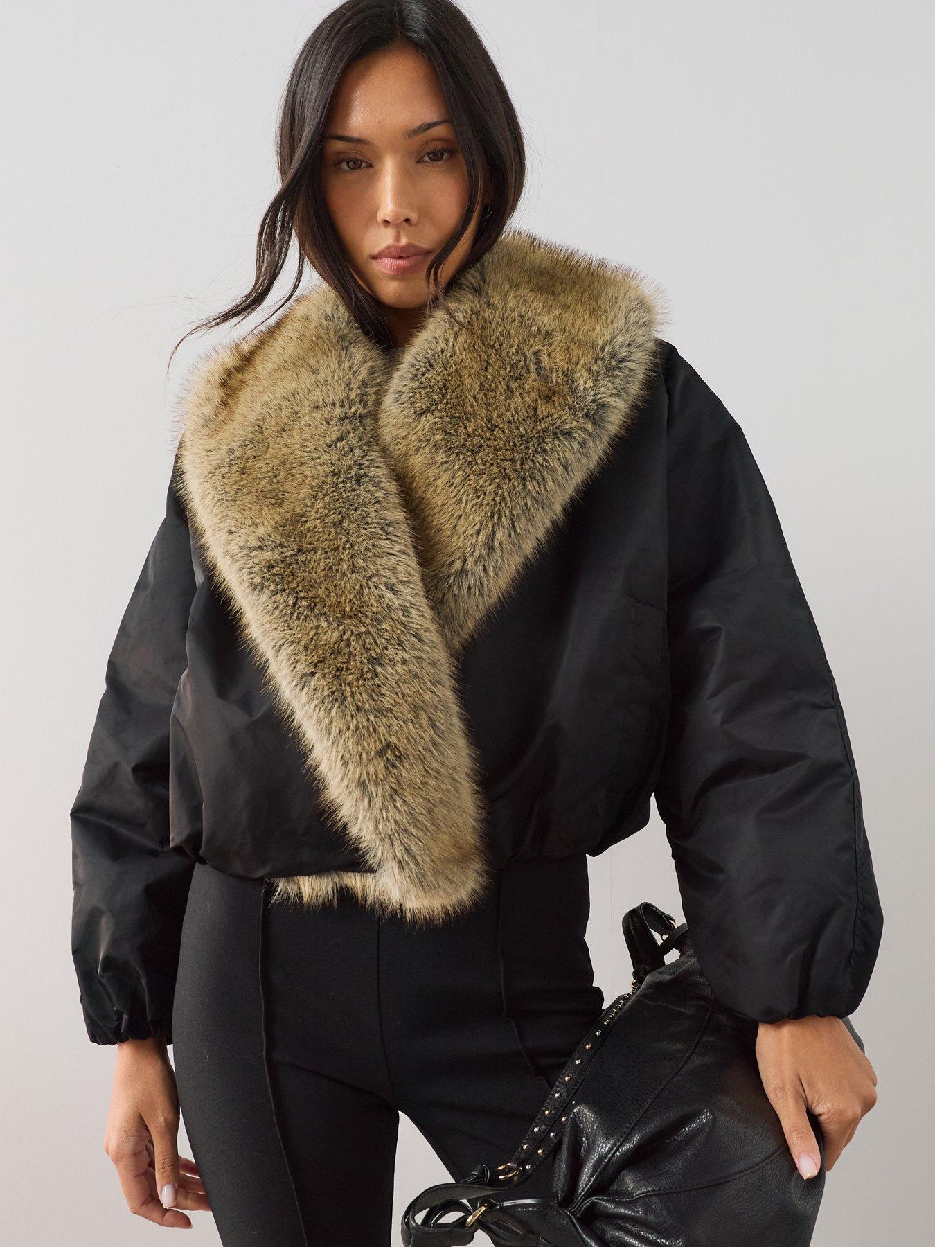 The Very Collection Faux Fur Shawl Padded Jacket