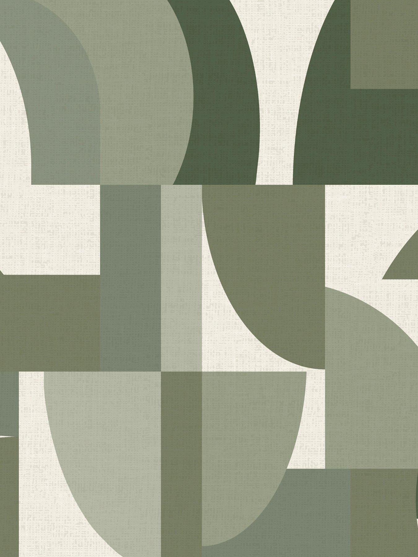 Image 2 of 4 of The Very Collection The Very Collection Modern Geo Green Wallpaper
