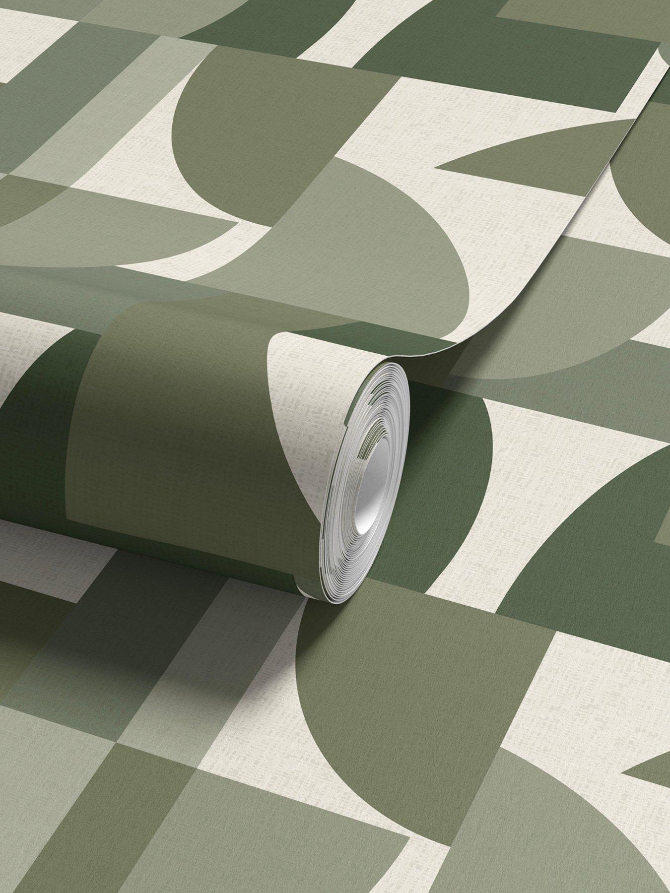 Image 3 of 4 of The Very Collection The Very Collection Modern Geo Green Wallpaper